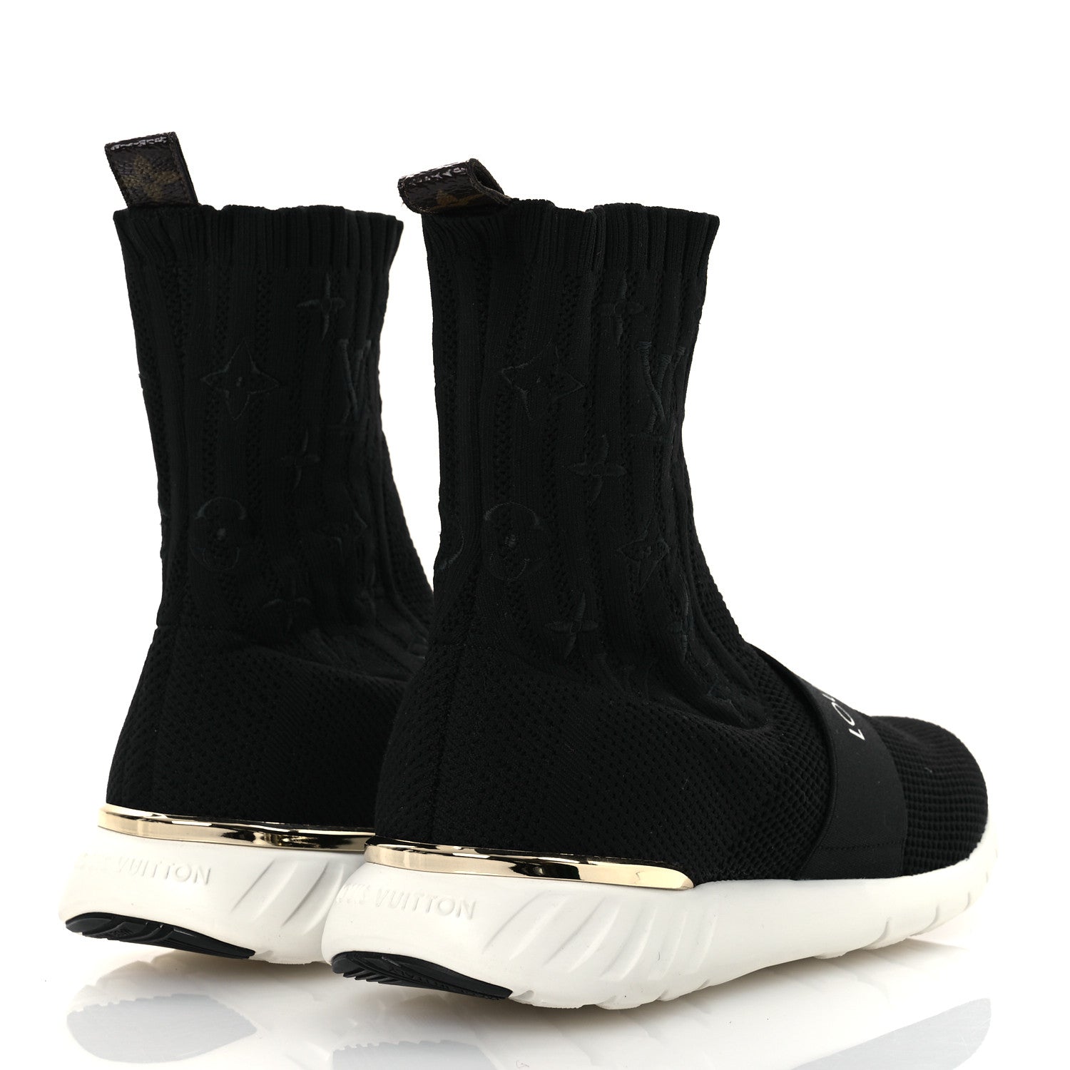 Louis Vuitton Monogram Stretch Fabric Aftergame Sneaker Boots 36.5 Black 5 of 11
