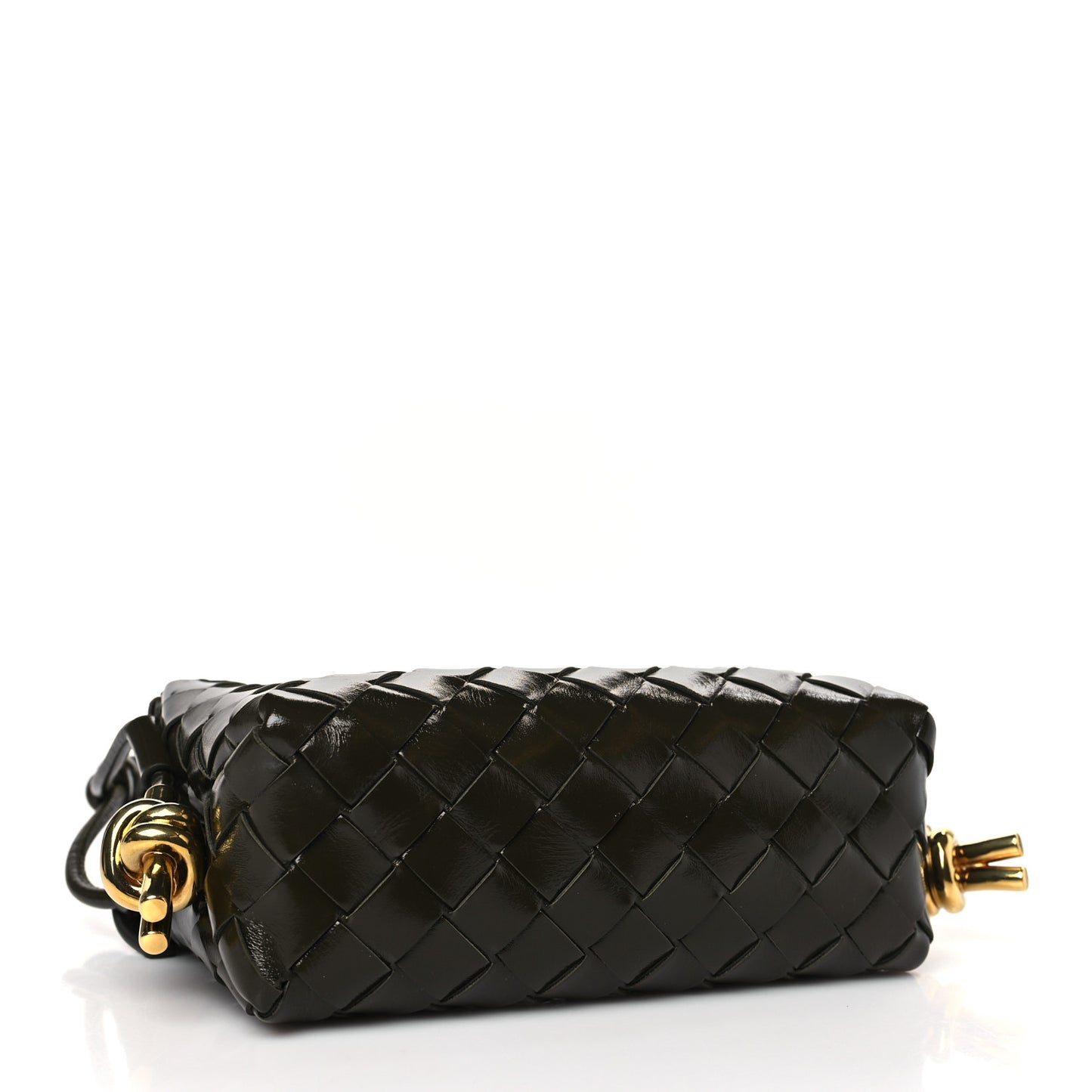Polished Nappa Intrecciato Knot Mini Loop Camera Bag Kaki