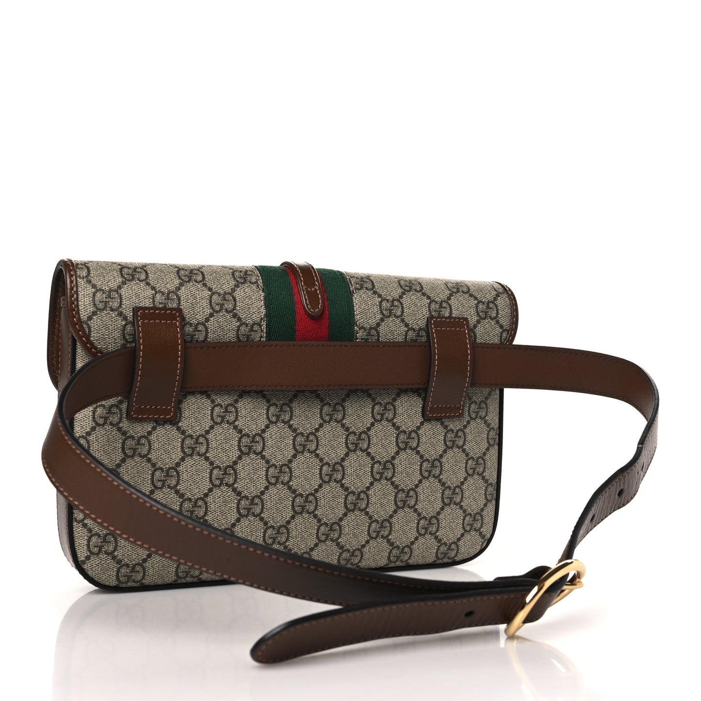 GG Supreme Monogram Azalea Calfskin Web Jackie 1961 Belt Bag 80 32 Beige Ebony Brown Sugar