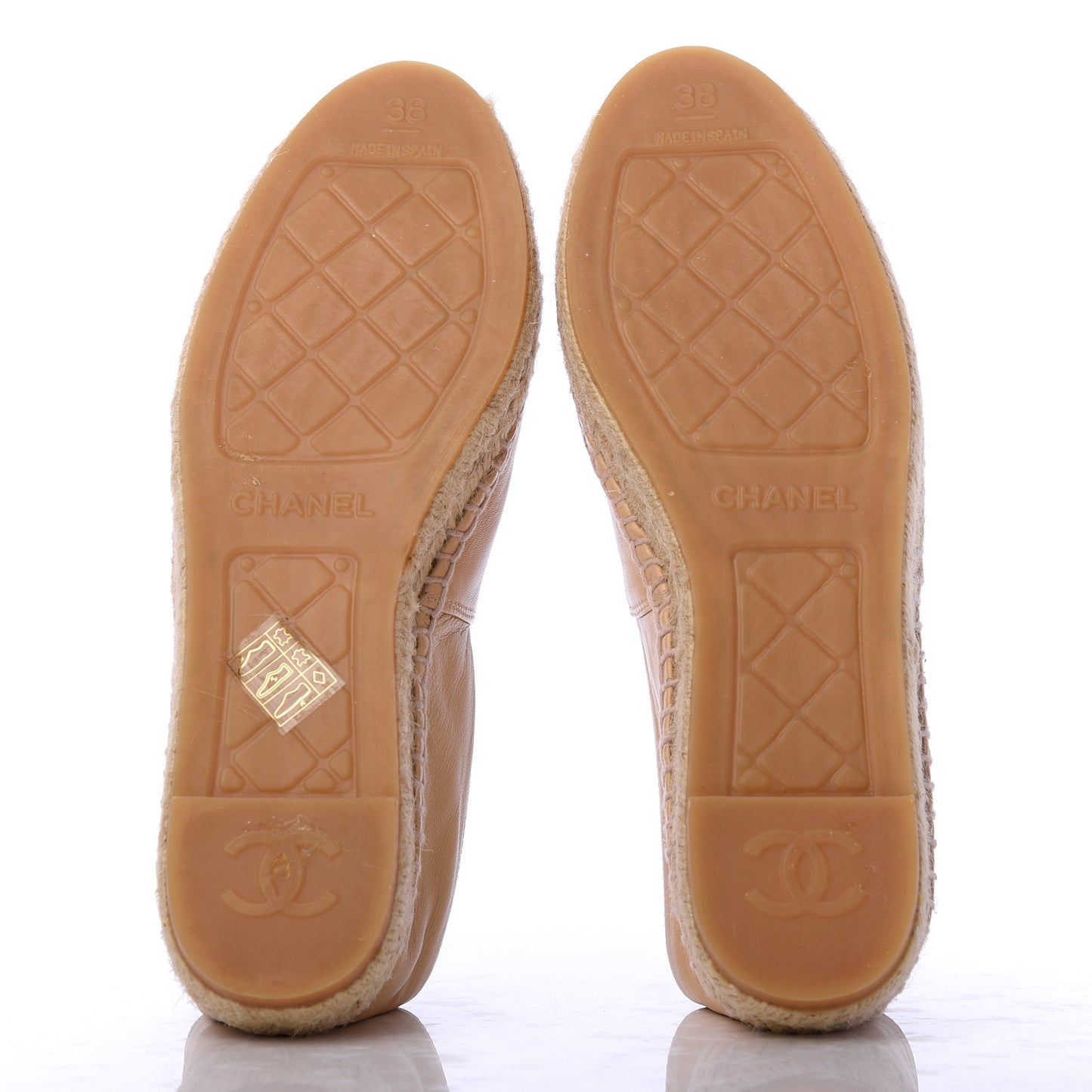 Lambskin CC Espadrilles 38 Beige Black