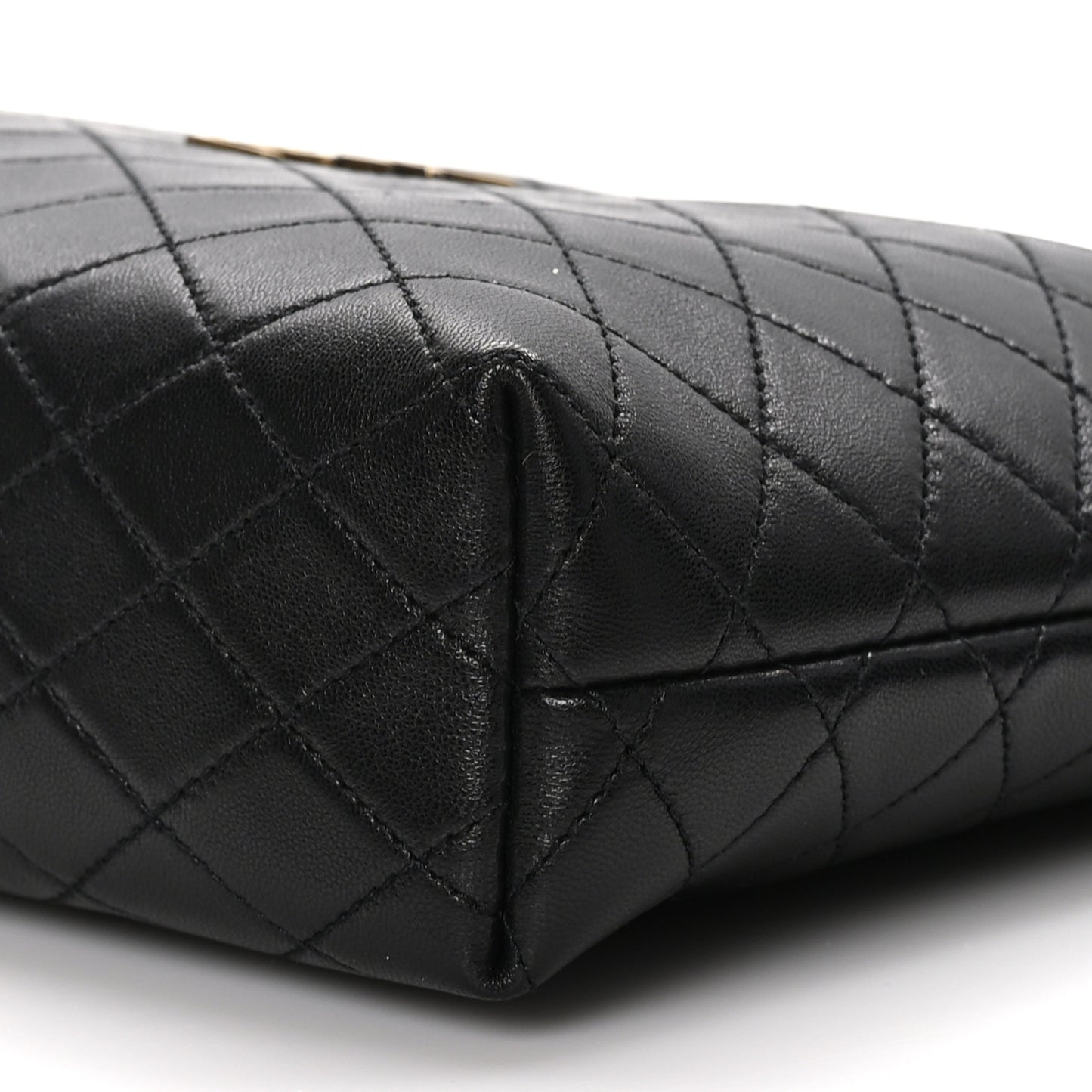 Lambskin Quilted Gaby Cosmetic Pouch Black