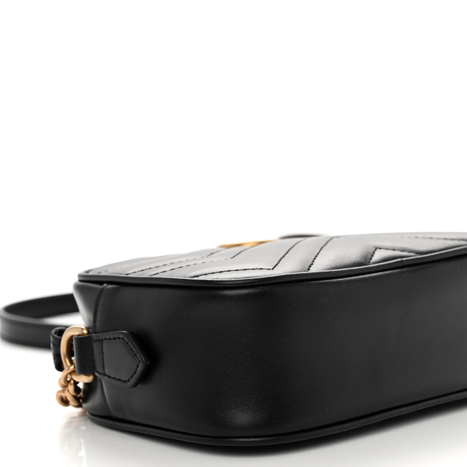 Gucci Calfskin Matelasse Mini GG Marmont Chain Shoulder Bag Black 8 of 9