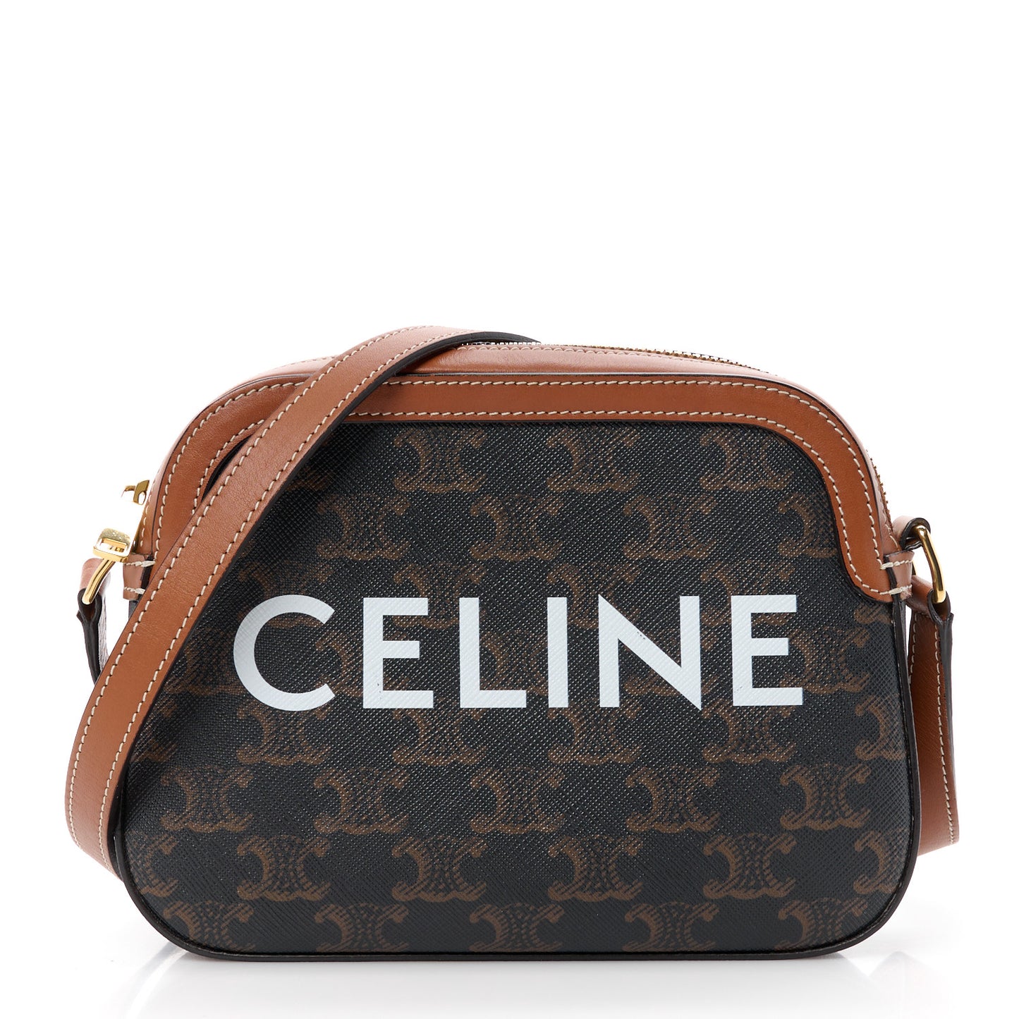 Triomphe Canvas Small Camera Bag Tan