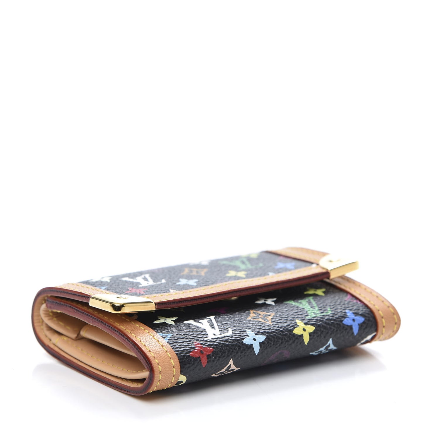 Monogram Multicolor Porte-Monnaie Plat Coin Purse Black