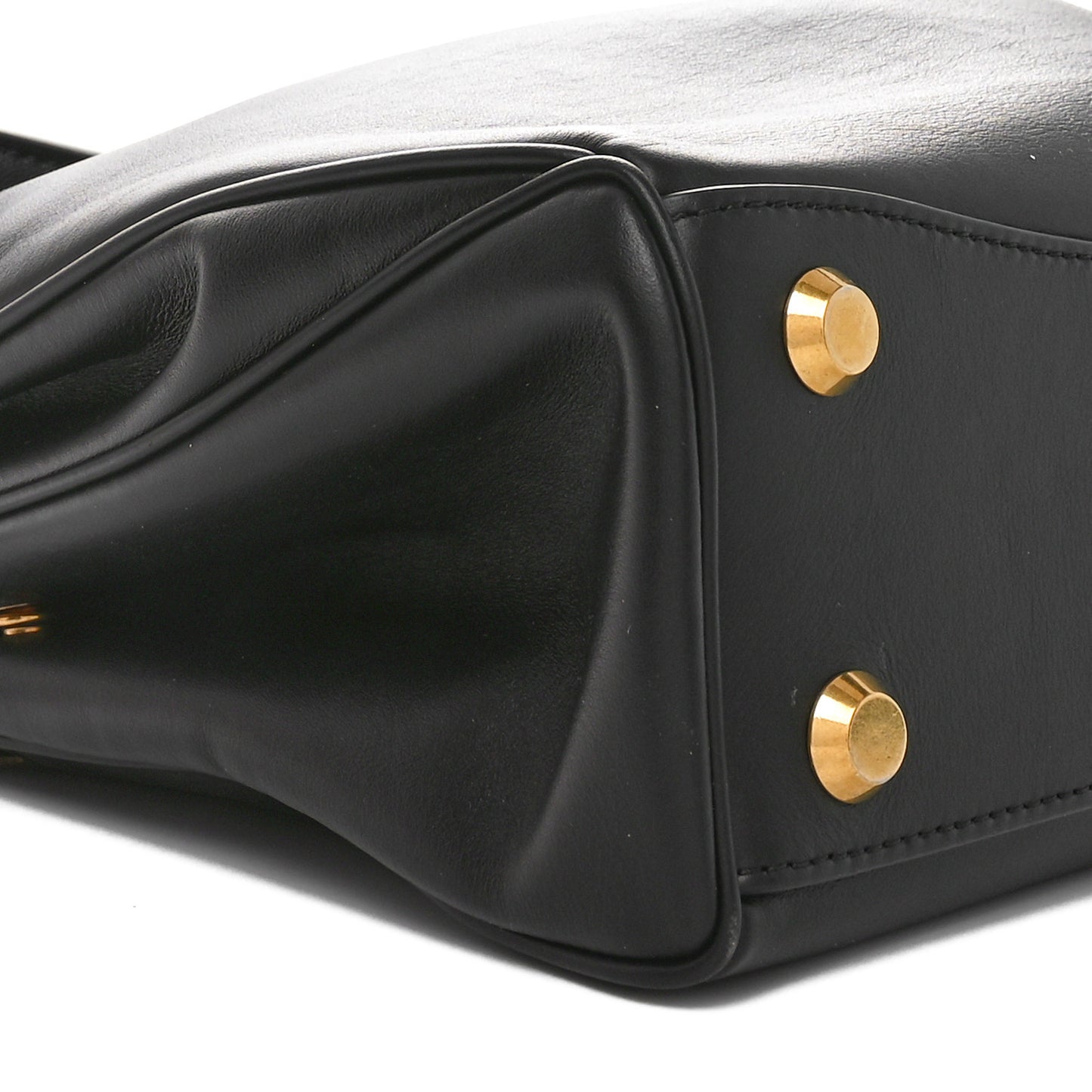 Natural Smooth Calfskin Small Rodeo Top Handle Handbag Black