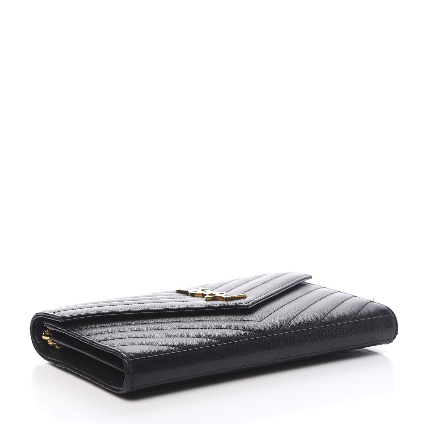 Grain De Poudre Matelasse Chevron Monogram Chain Wallet Black