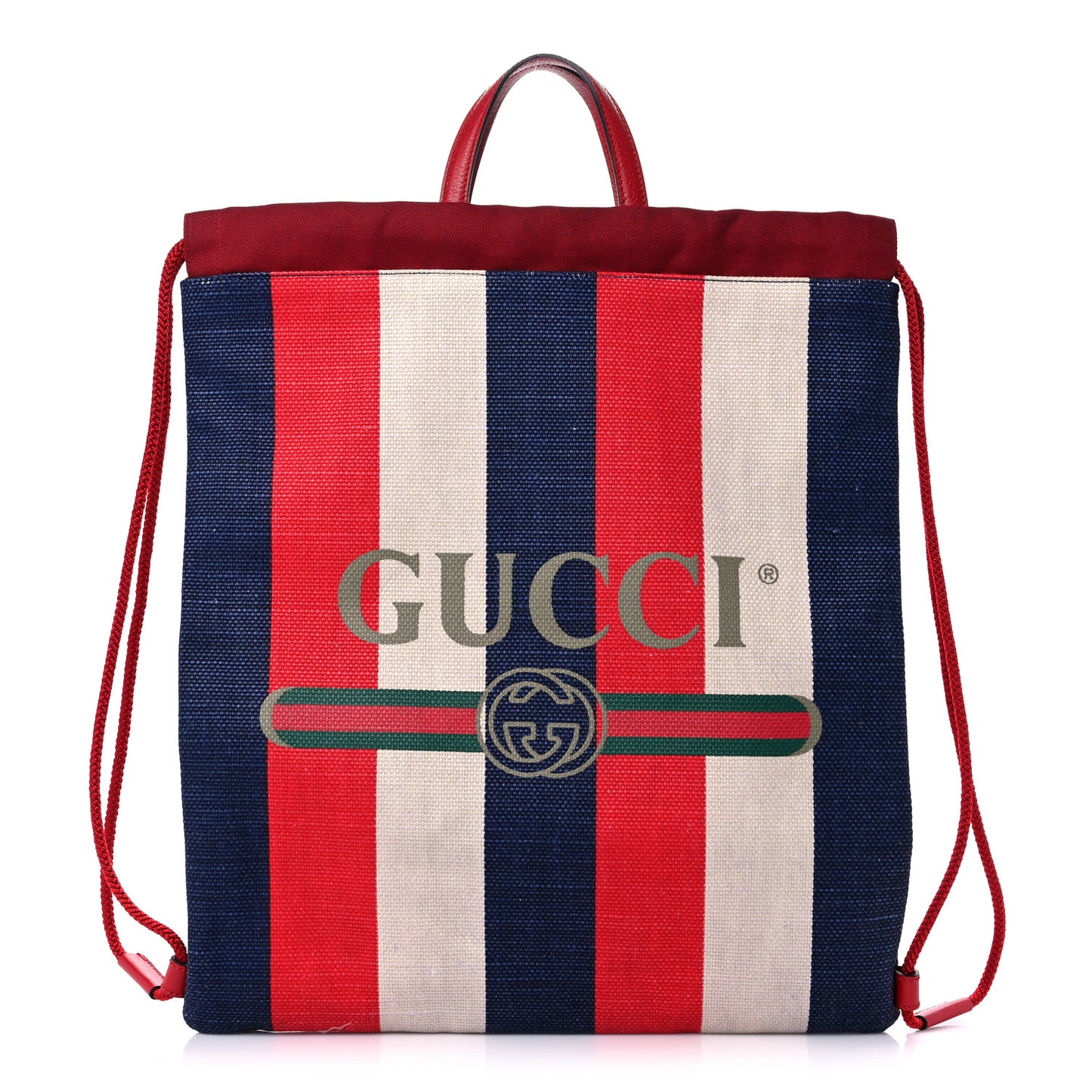 Canvas Logo Sylvie Stripe Drawstring Backpack Red