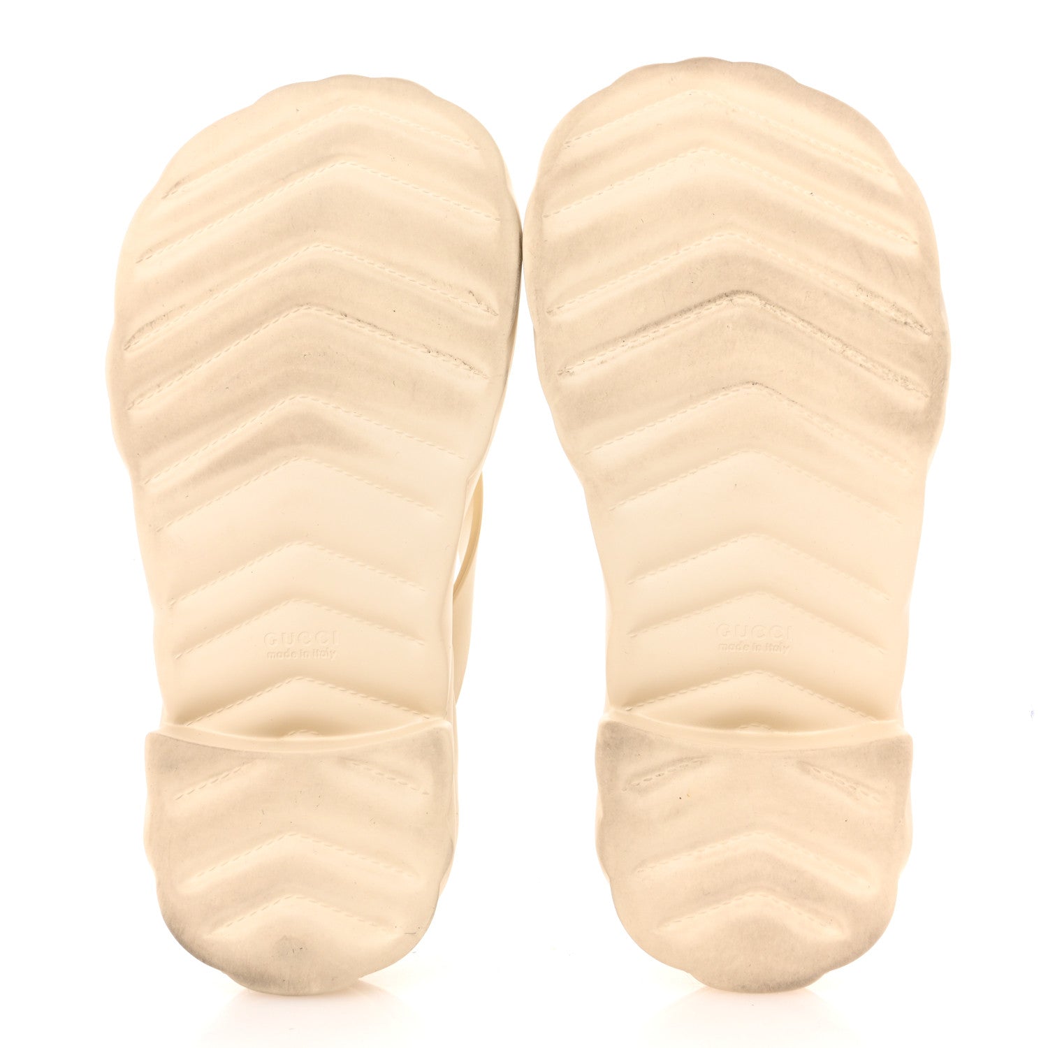 Gucci Rubber Chevron Logo Embossed Womens Thong Platform Sandals 37 White 6 of 12
