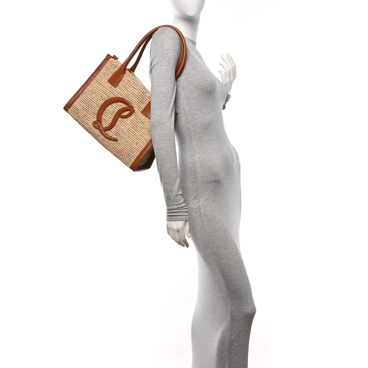 Raffia Calfskin Small By My Side Tote Natural Cuoio