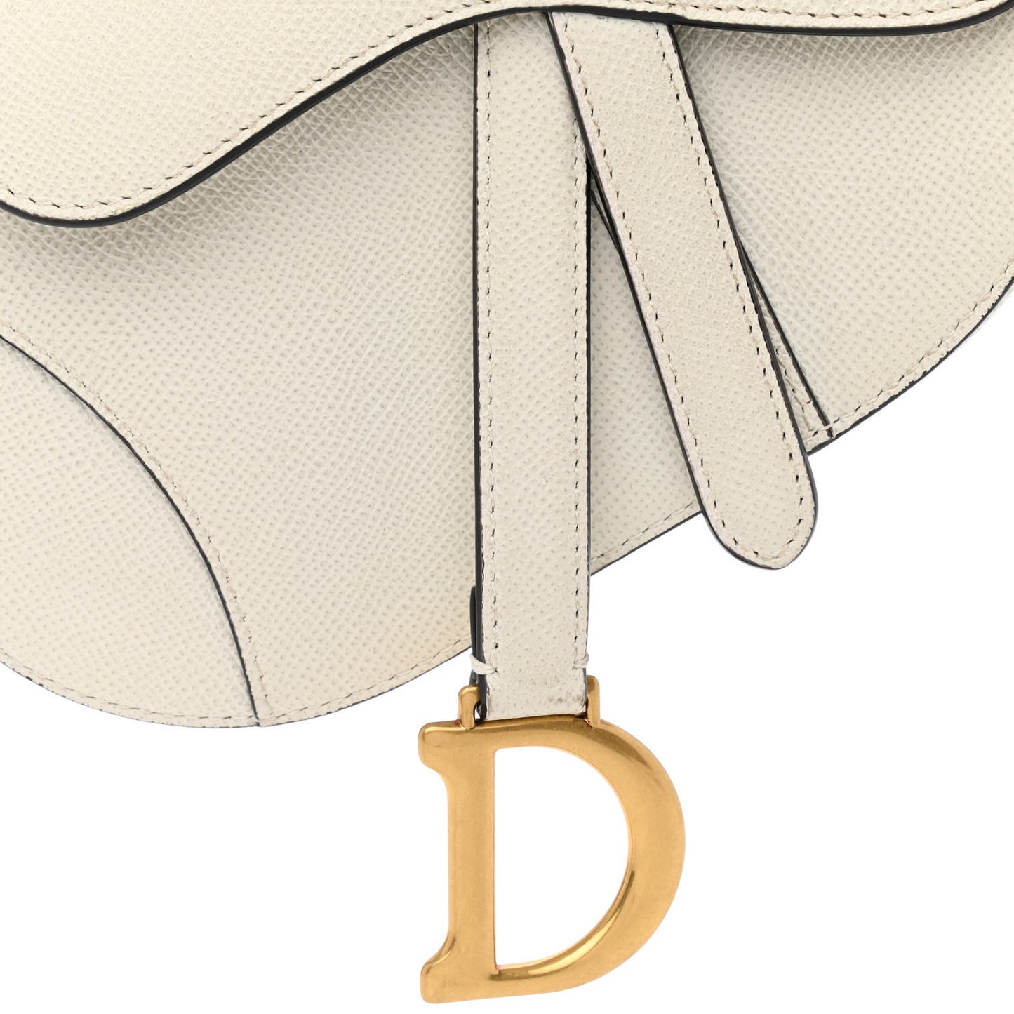 Grained Calfskin Mini Saddle Bag White