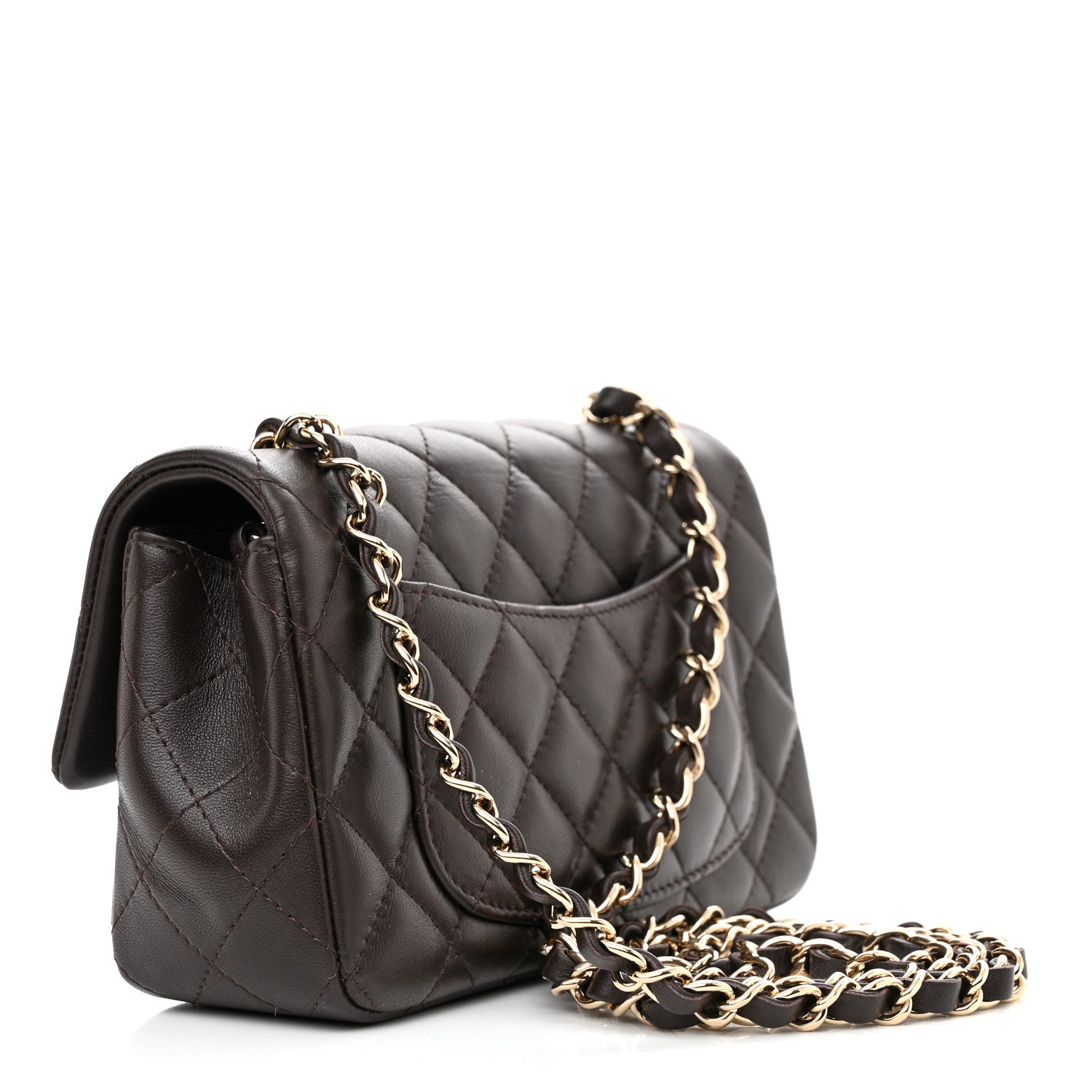 Chanel Lambskin Quilted Mini Rectangular Flap Dark Brown 3 of 11