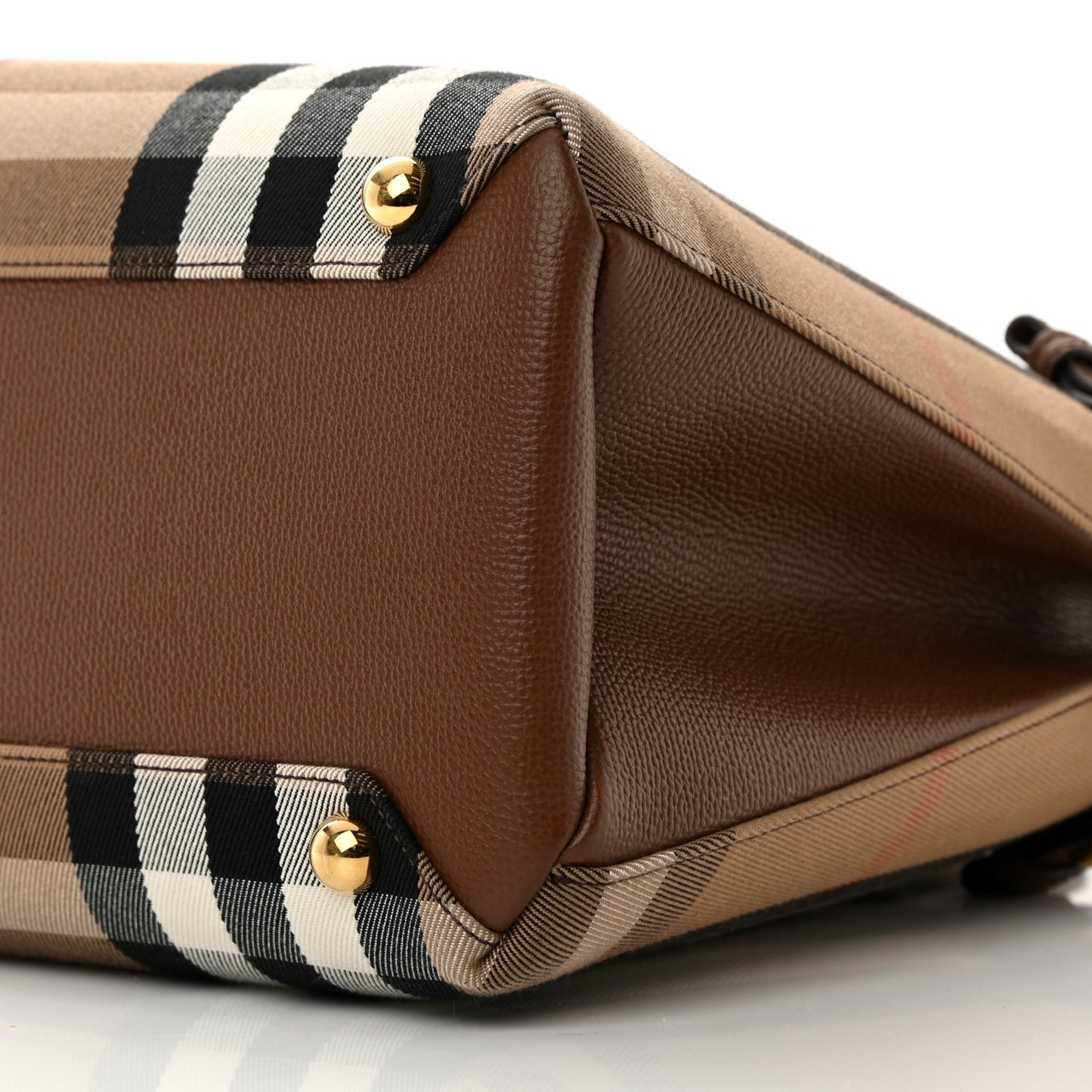 House Check Grainy Calfskin Medium Banner Tote Brown