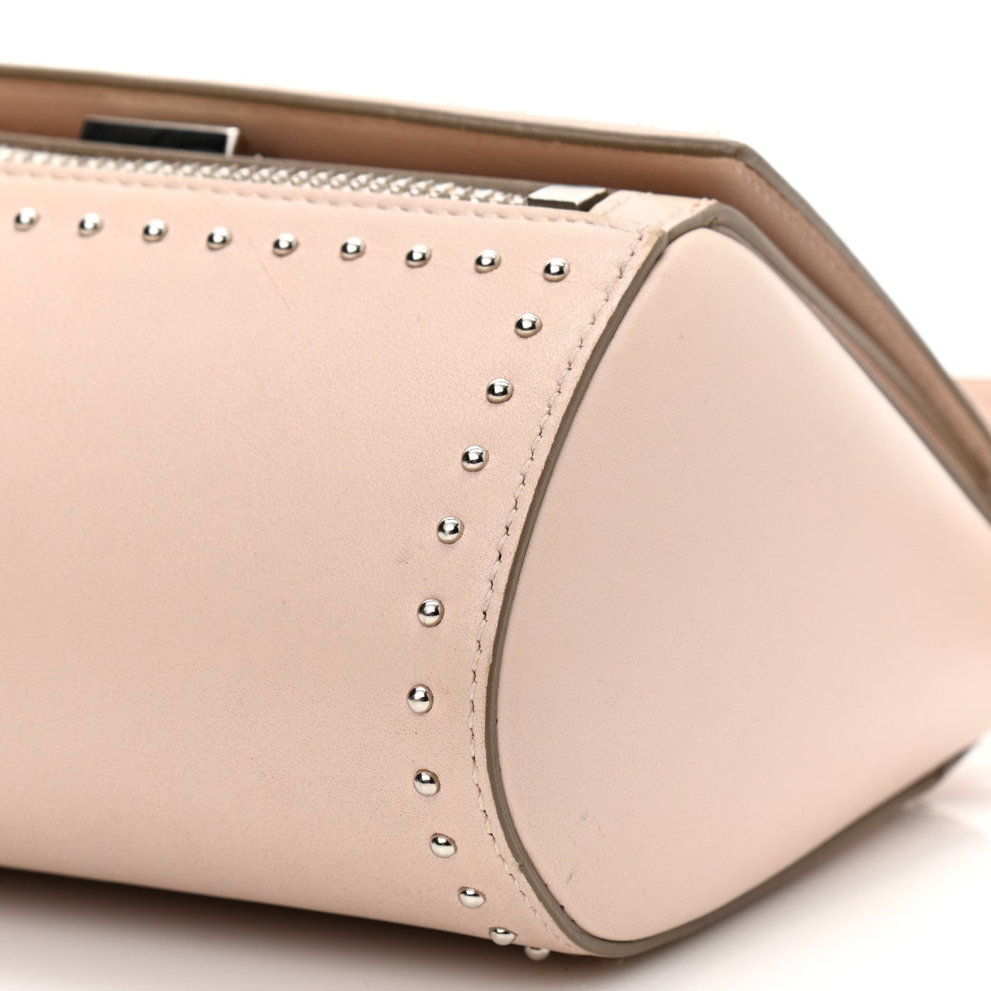 Calfskin Studded Mini Pandora Box Crossbody Bag Nude Pink