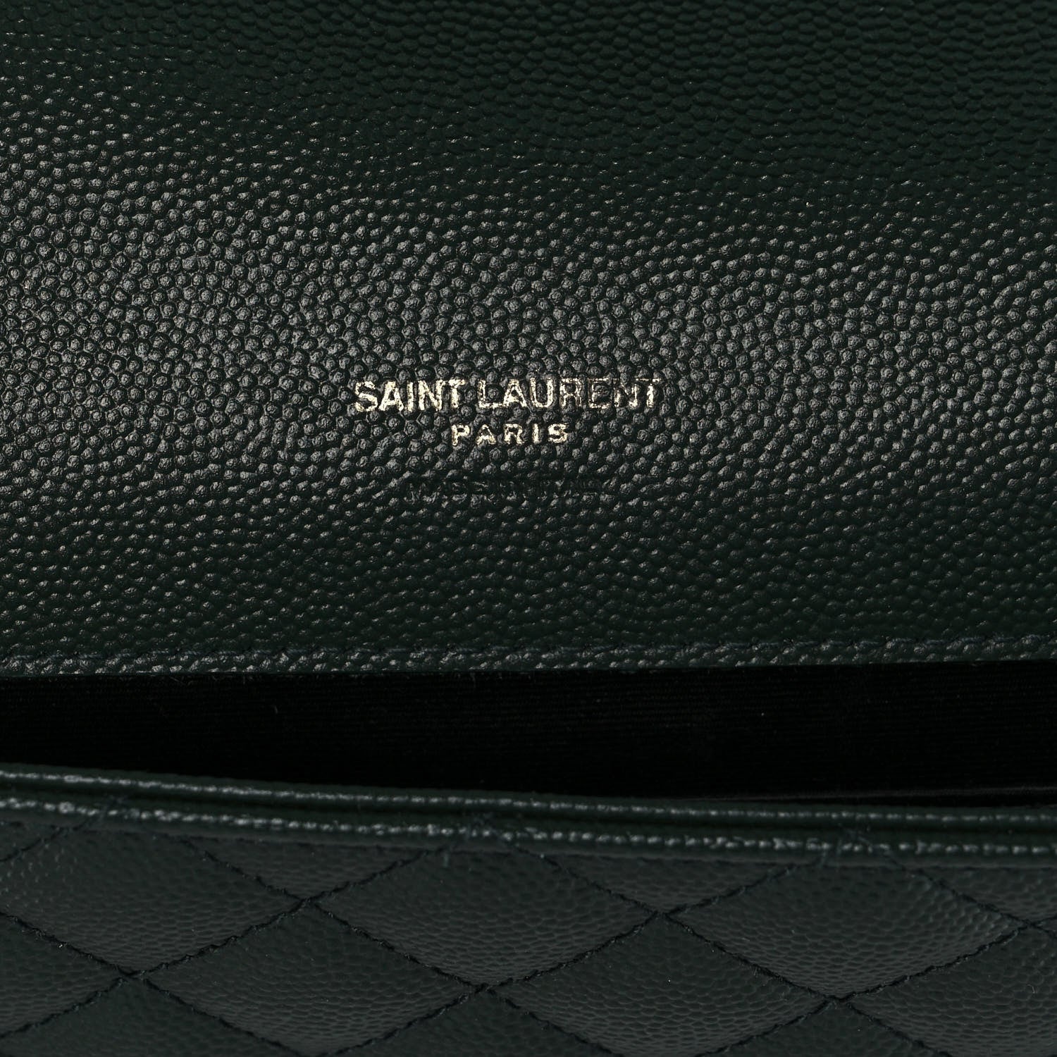 Saint Laurent Grain De Poudre Textured Mixed Matelasse Triquilt Monogram Clutch Vert Fonce 5 of 10
