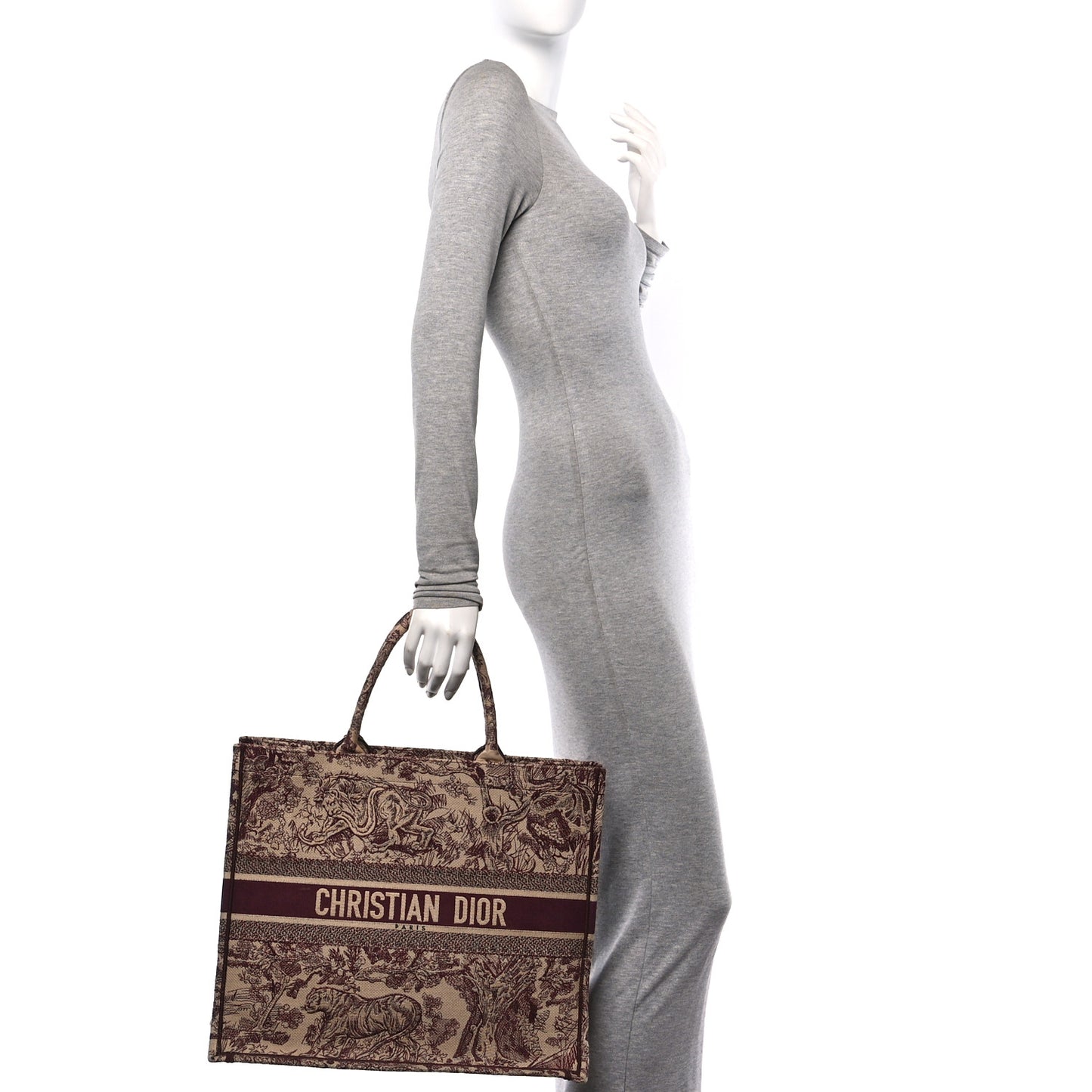 Canvas Embroidered Large Dioriviera Toile De Jouy Book Tote Burgundy