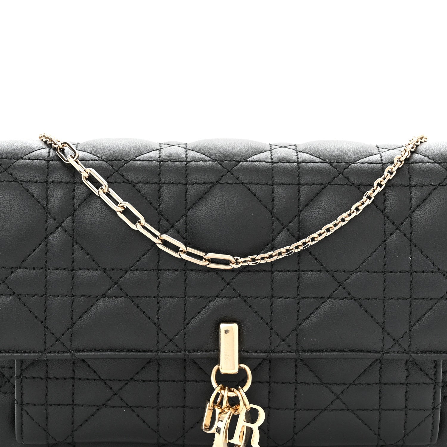Christian Dior Lambskin Cannage Lady Dior Chain Pouch Black 7 of 9