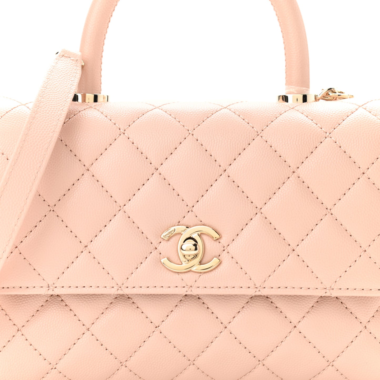 Caviar Quilted Mini Coco Handle Flap Light Pink