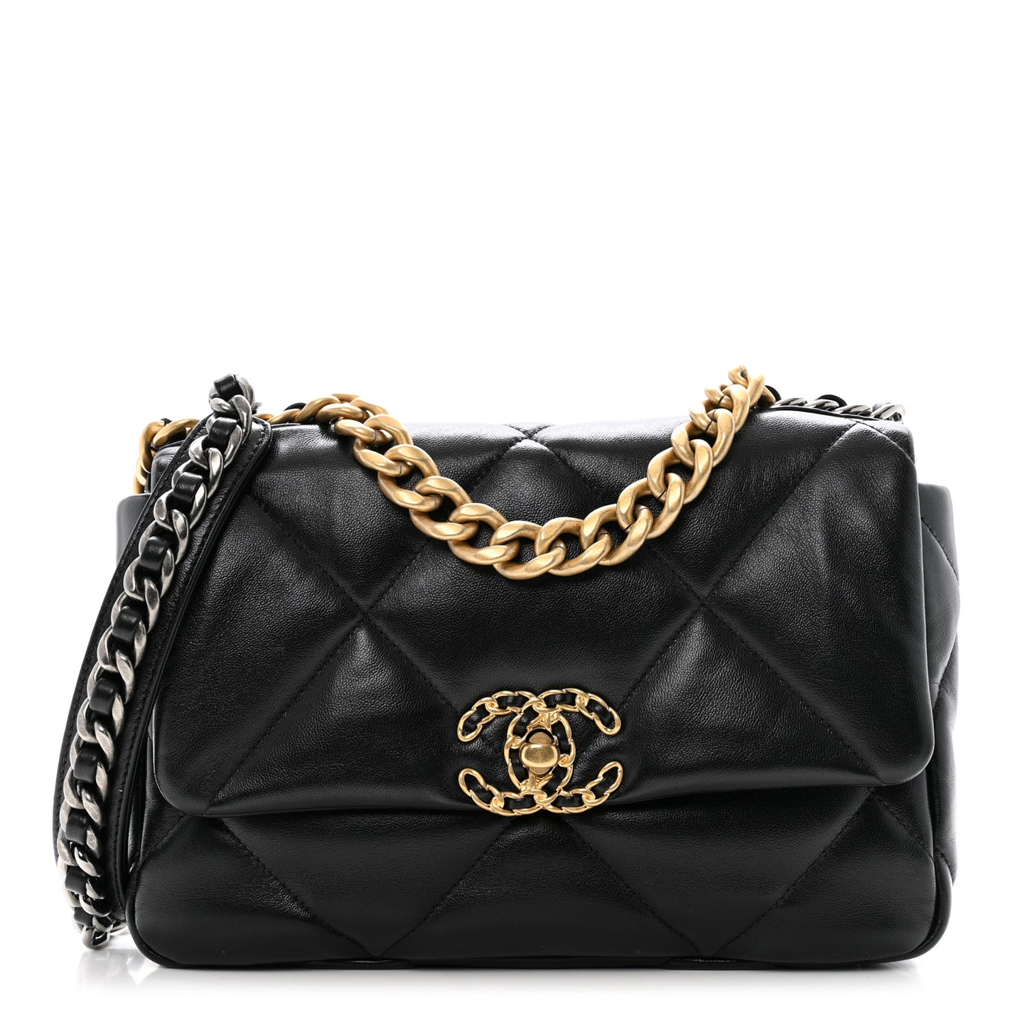 Lambskin Quilted Medium Chanel 19 Flap Black