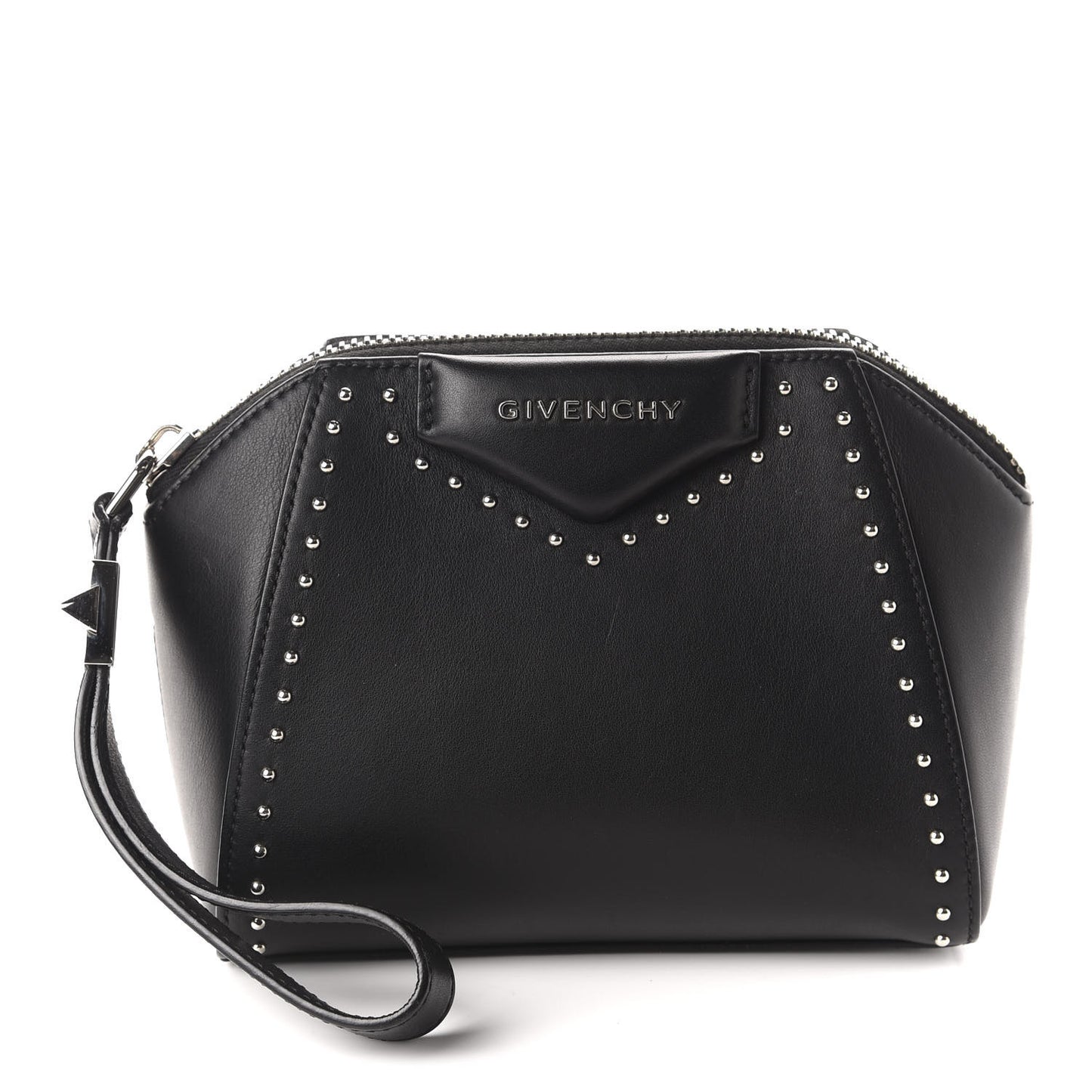 Calfskin Small Studded Antigona Beauty Wristlet Black