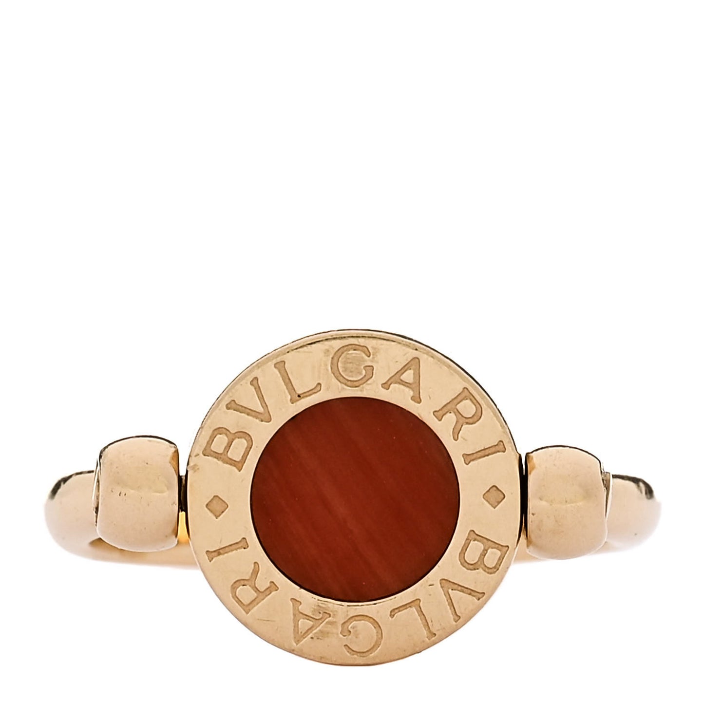 18K Yellow Gold Onyx Coral BVLGARI BVLGARI Ring 48 4.5