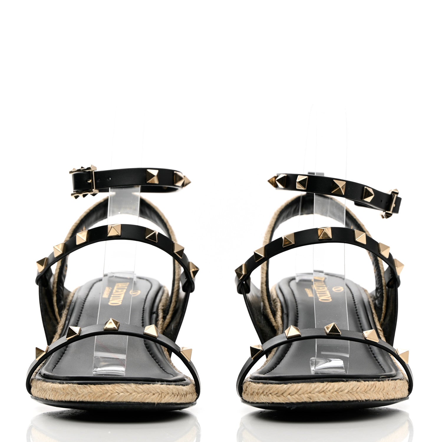 Valentino Garavani Calfskin Rockstud Ankle Strap Espadrille 10/60mm Sandals 38 Black 2 of 12