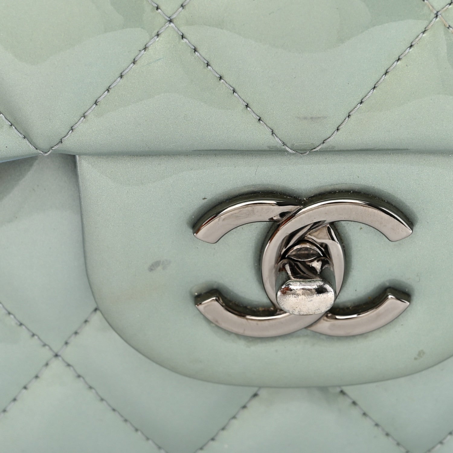 Chanel Patent Quilted Jumbo Double Flap Blue 13 of 17