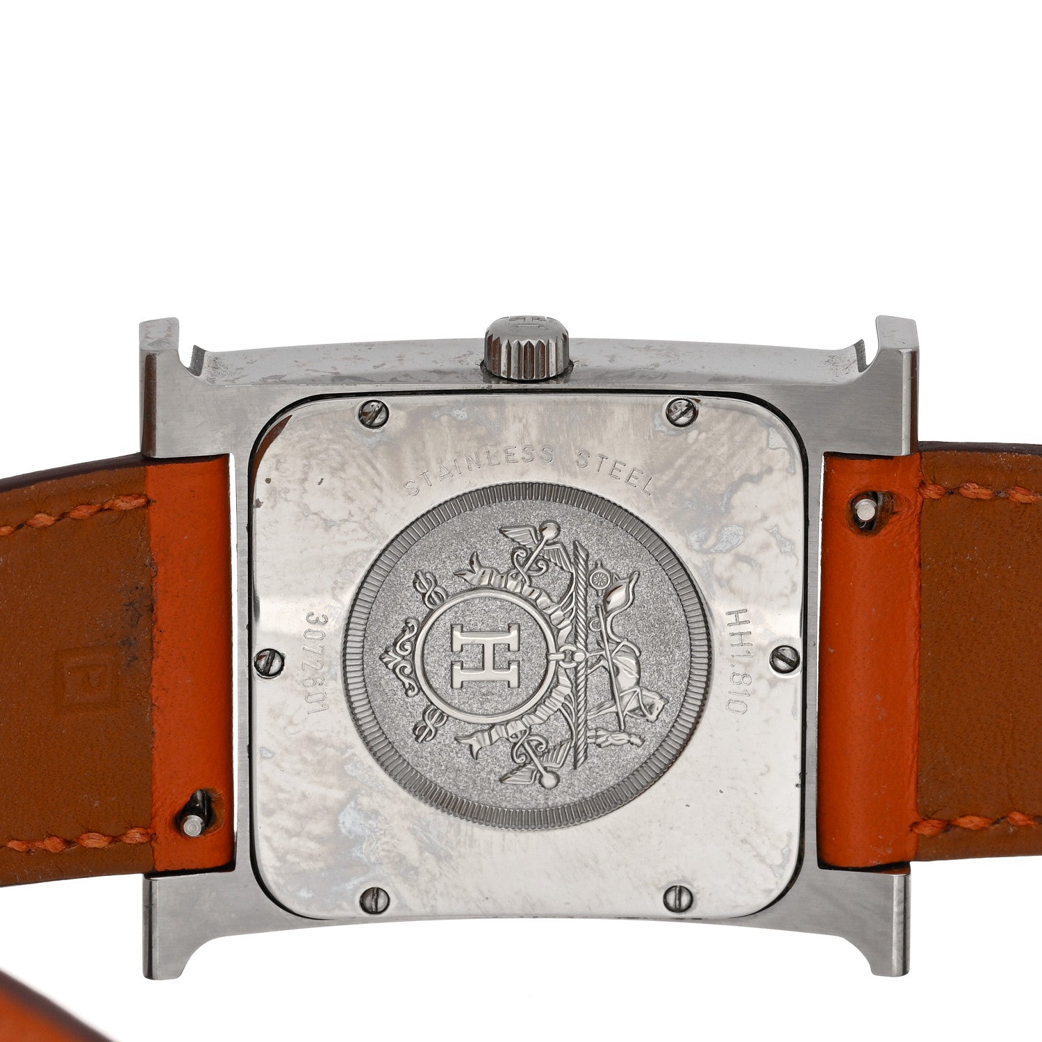 Hermes Stainless Steel Swift 30.5mm Heure H Hour Quartz Watch Orange 4 of 5