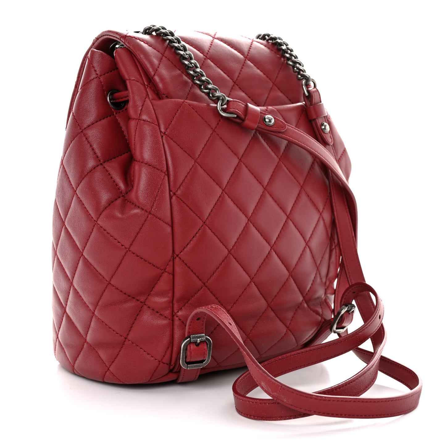 Lambskin Quilted Daily Supple Backpack Dark Red