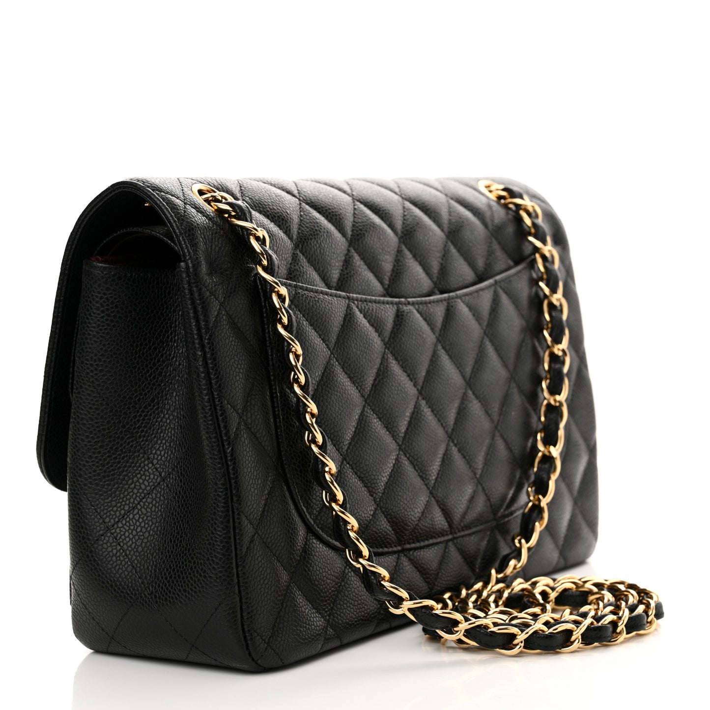 Caviar Quilted Jumbo Double Flap Black