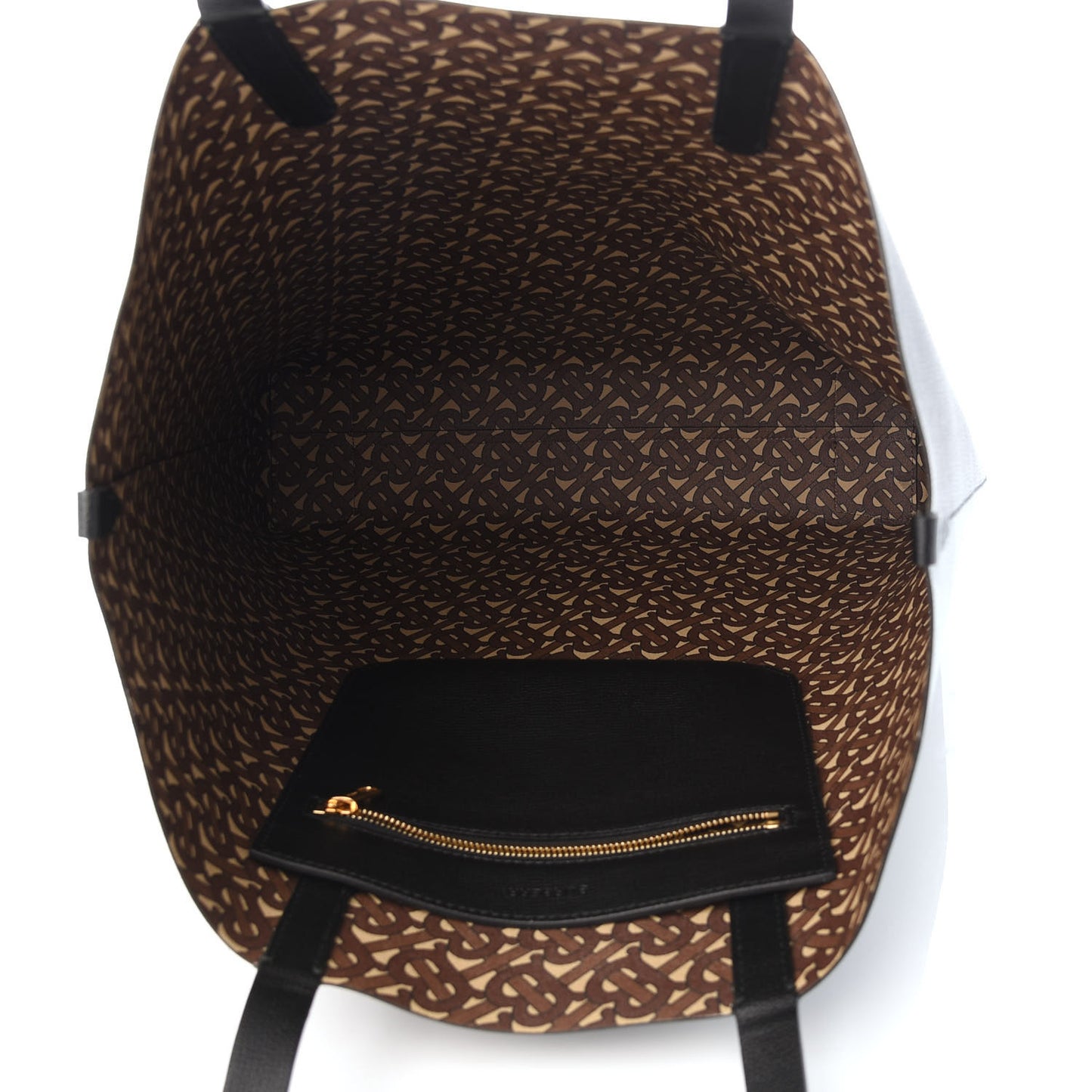 Calfskin TB Motif Embossed Tote Black