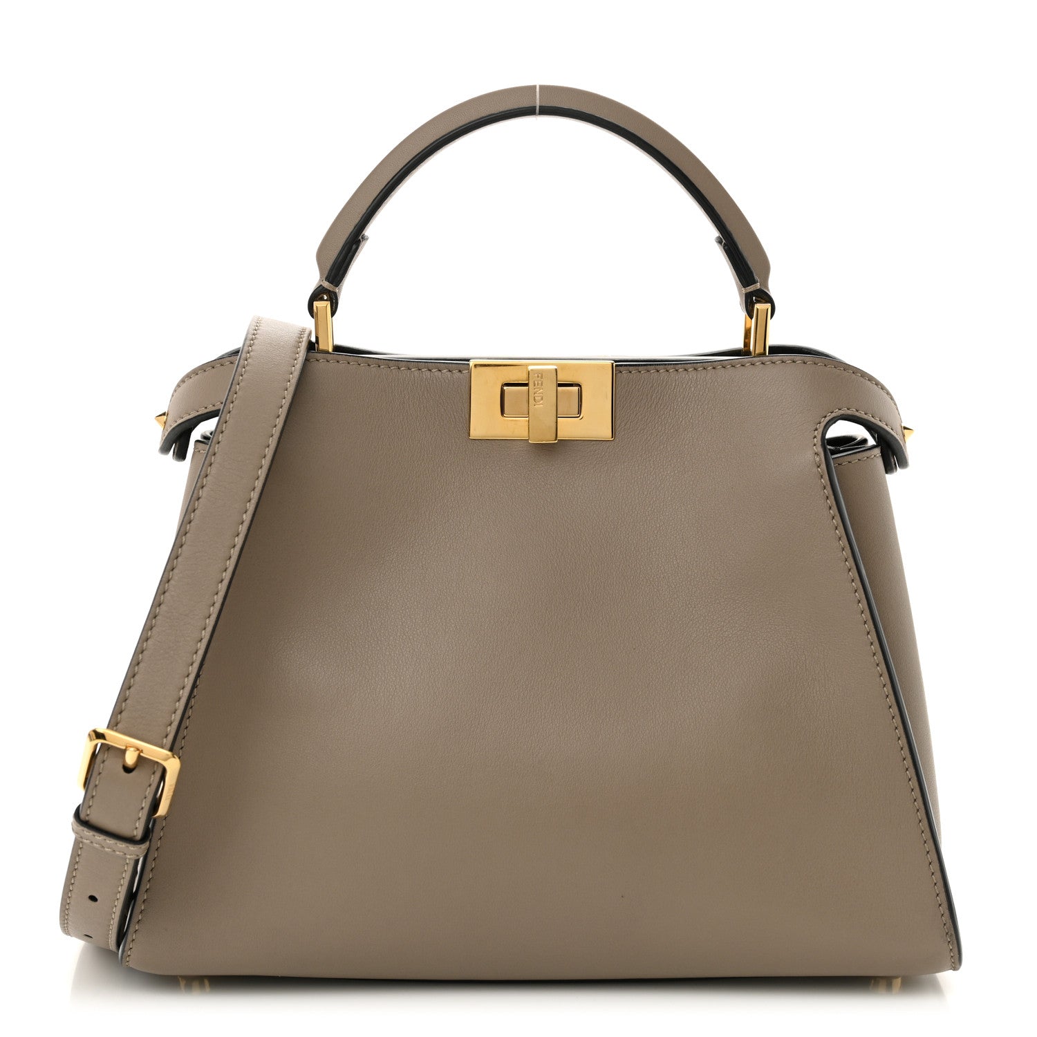Fendi Tahiti Burro Medium Peekaboo Iconic Essentially Satchel Tortora Black 1 of 10