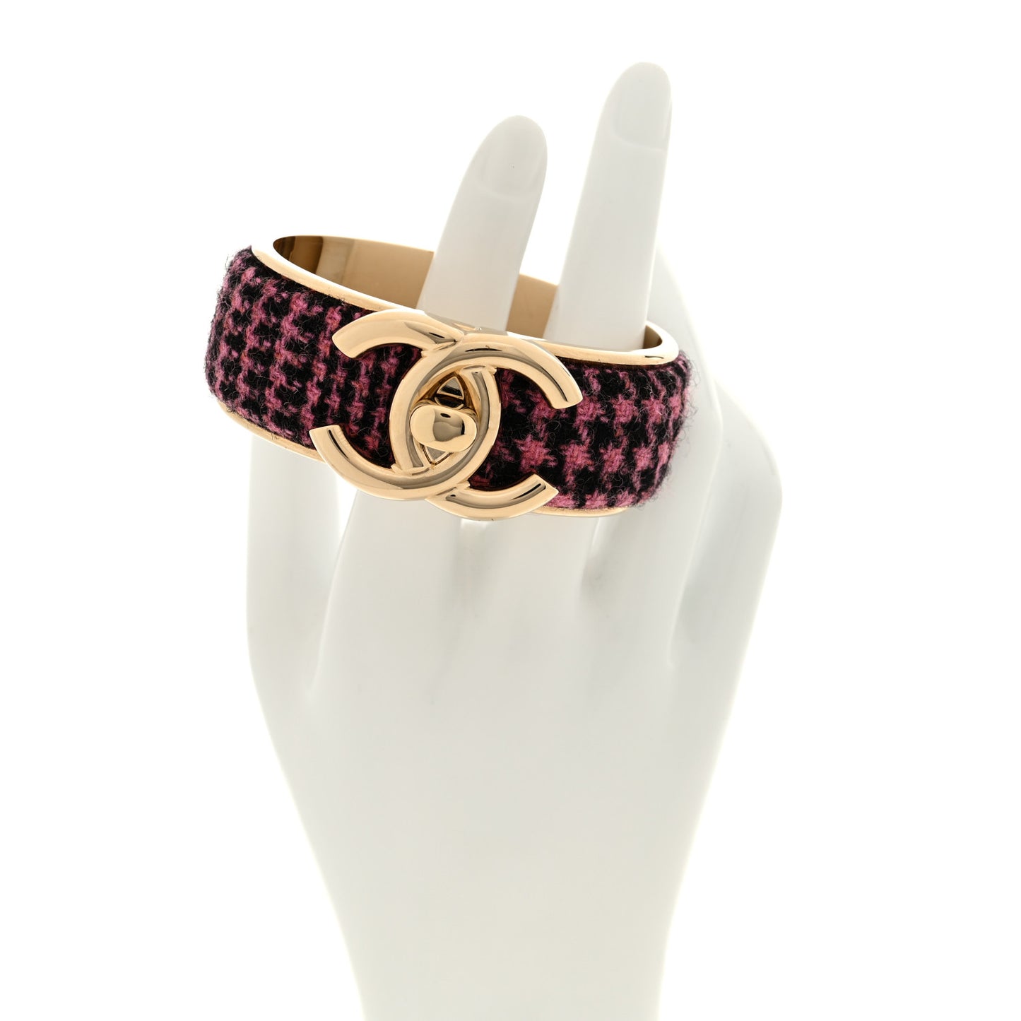 Tweed CC Turnlock Cuff Bracelet Pink