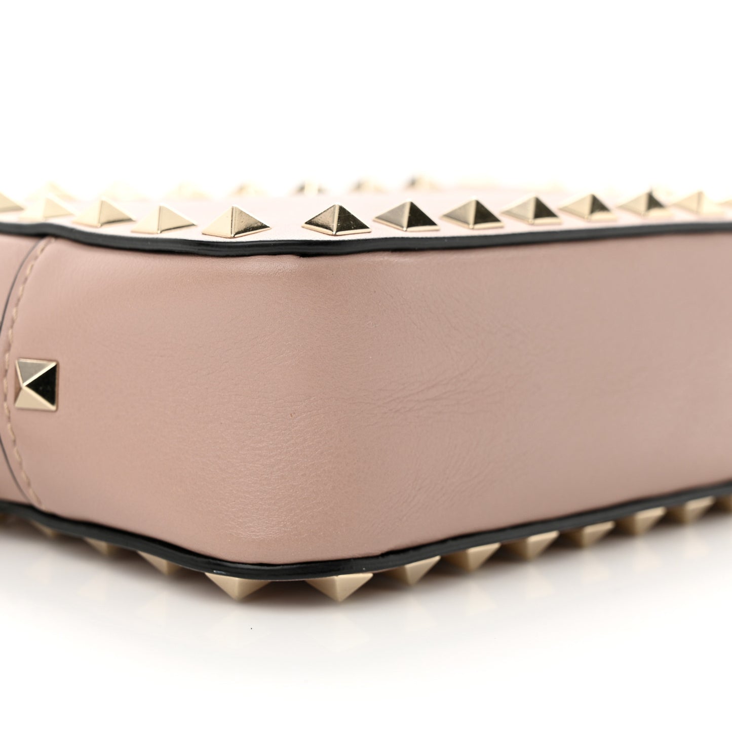 Calfskin Small Rockstud Chain Camera Crossbody Bag Poudre