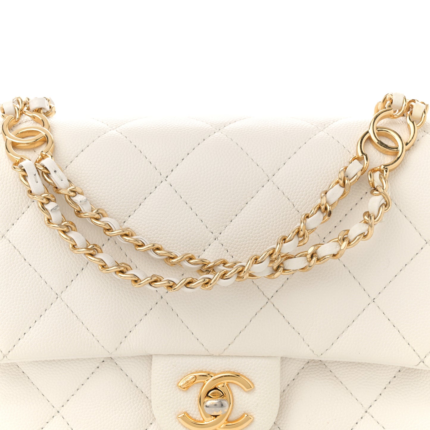 Caviar Quilted Mini CC You Flap White