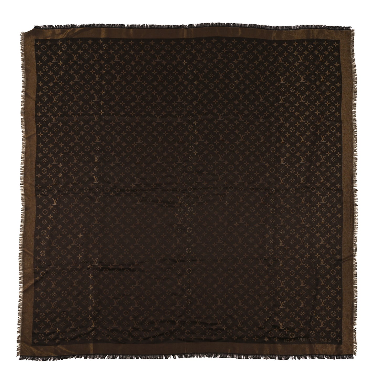 Silk Lurex Wool Monogram Shine Shawl Marron