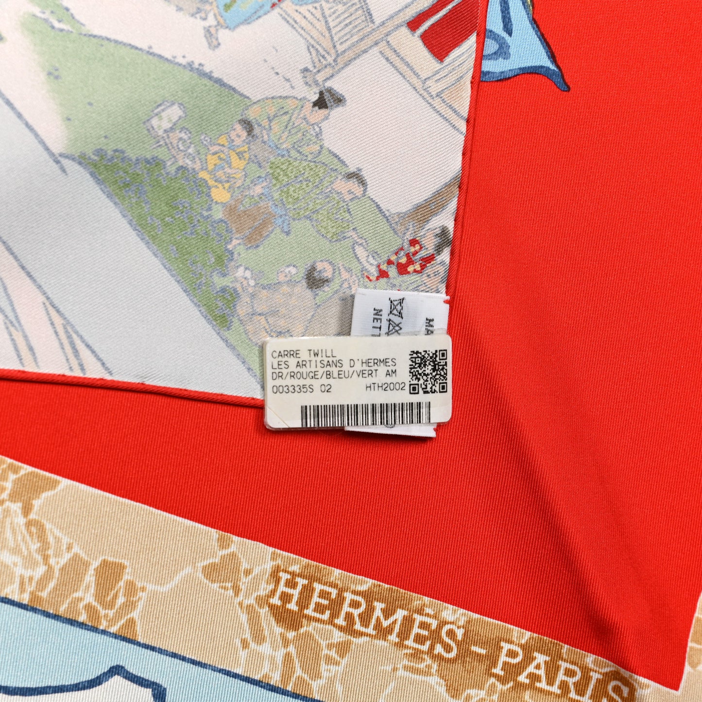 Silk Les Artisans D'Hermes Scarf 90 Rouge Bleu Vert