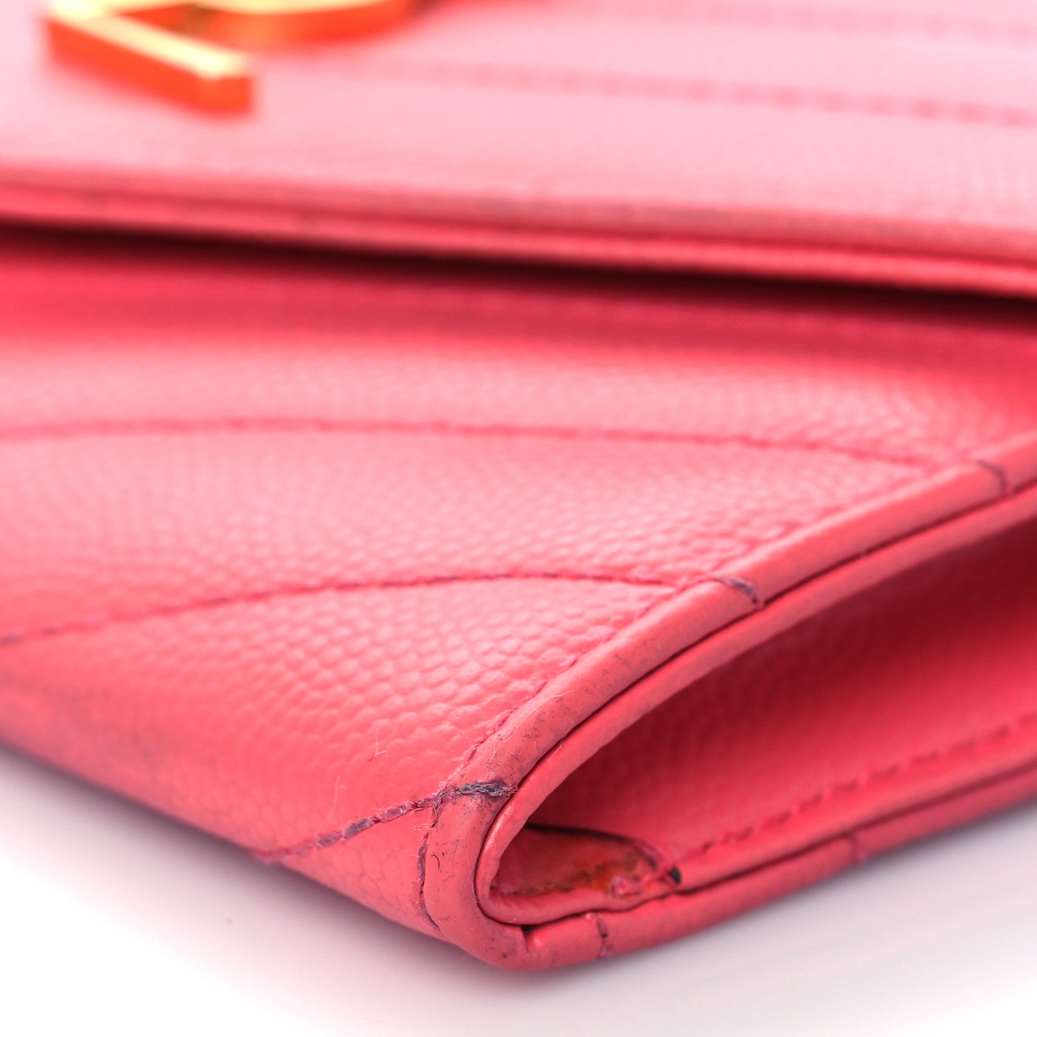 Saint Laurent Grain De Poudre Matelasse Chevron Small Monogram Envelope Wallet Rose Clair 11 of 16