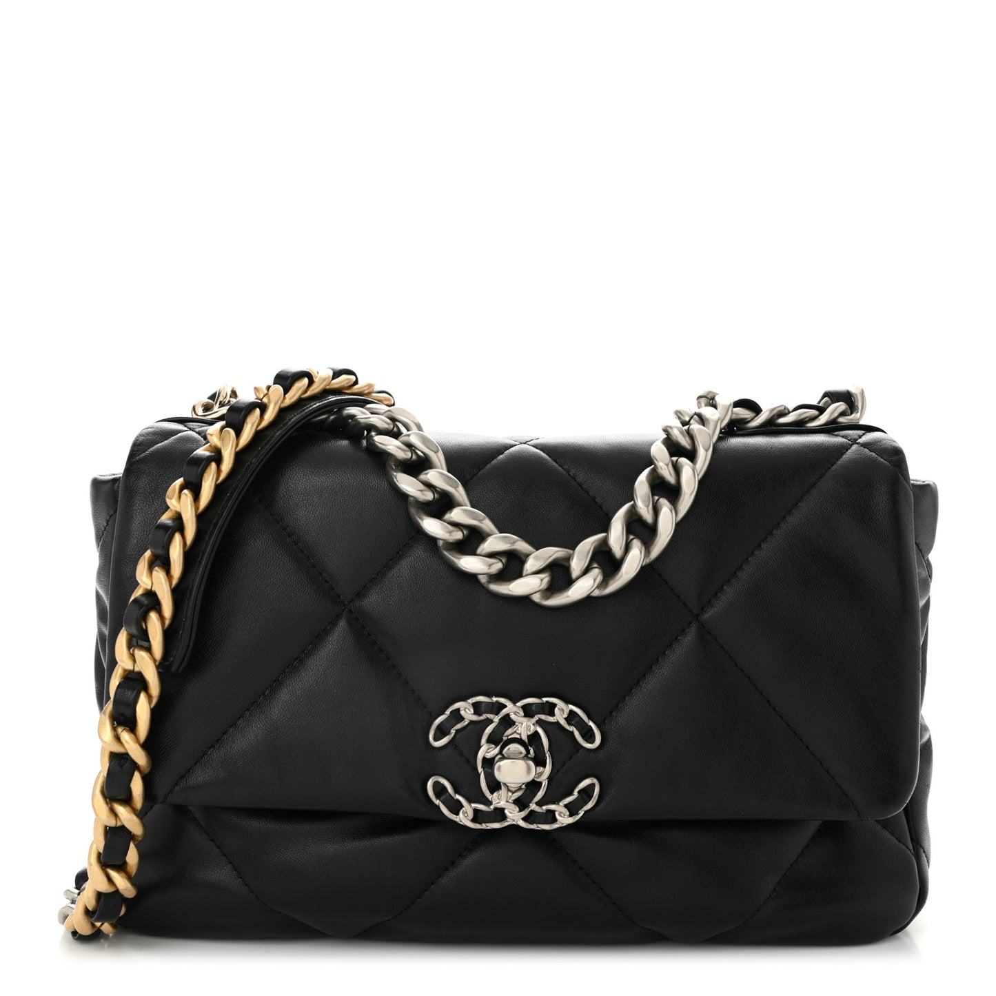 Lambskin Quilted Medium Chanel 19 Flap Black