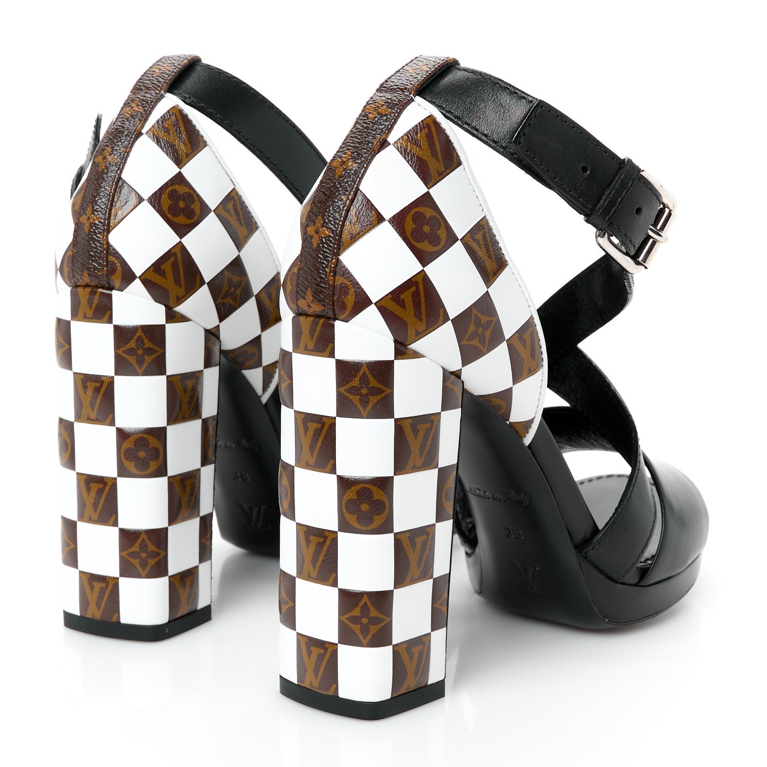 Louis Vuitton Calfskin Monogram Damier Tressage Matchmake Cross Sandals 38 5 of 9