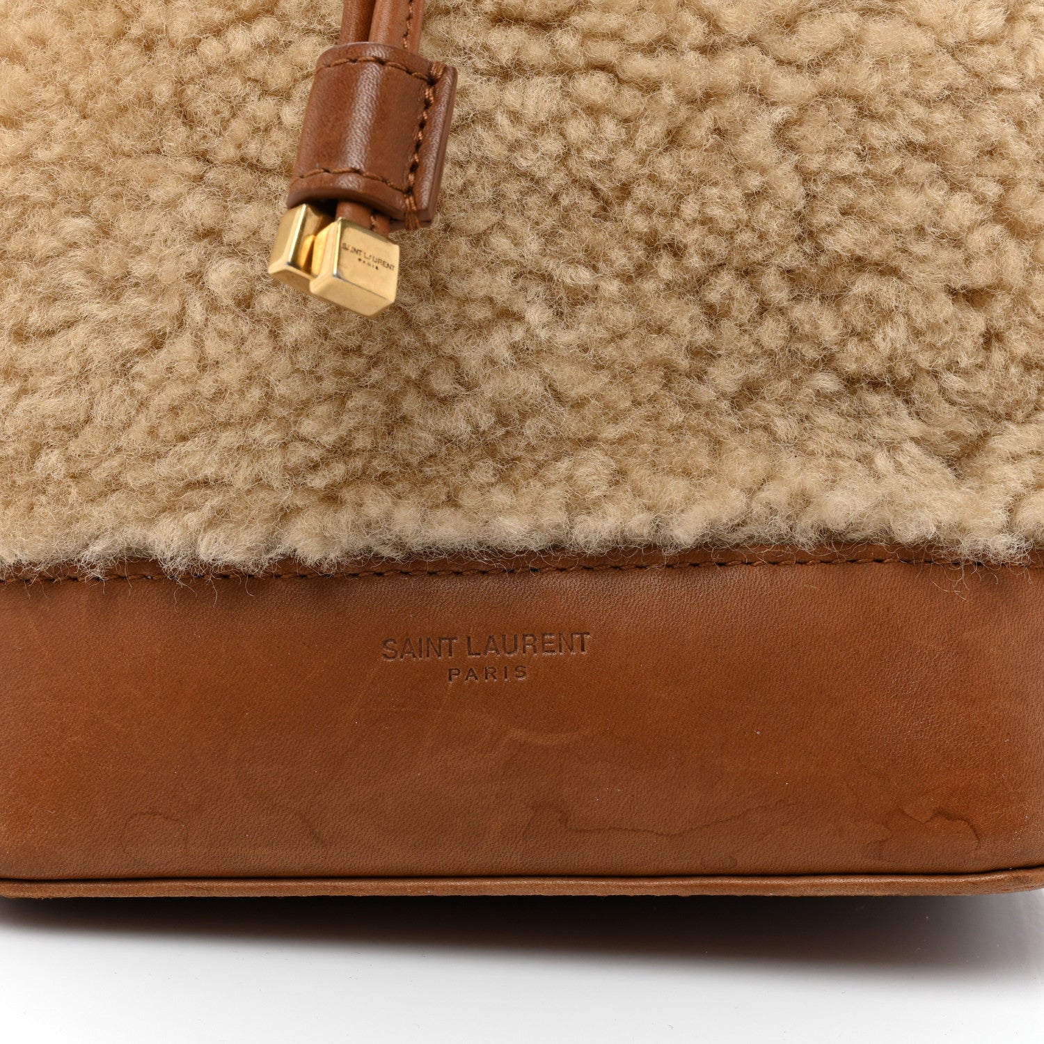 Saint Laurent Shearling Calfskin Small Emmanuelle Bucket Bag Natural Beige 18 of 18