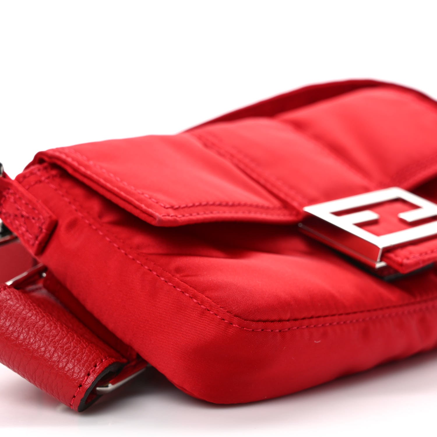 Fendi X PORTER Nylon Cuoio Roma Mini Phone Baguette Belt Bag Cardinale Fuoco 8 of 11