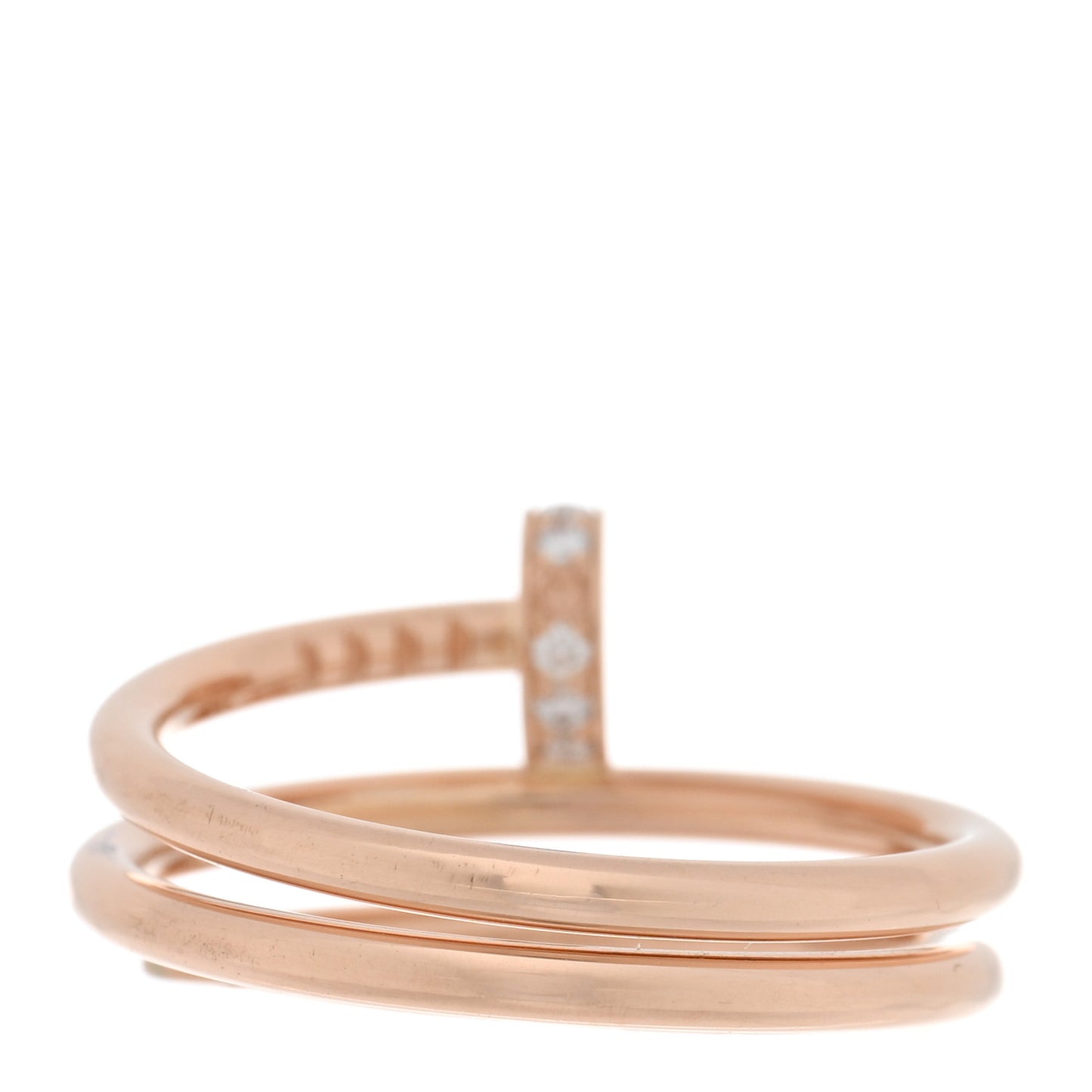 18K Pink Gold Diamond Double Juste Un Clou Ring 52 6