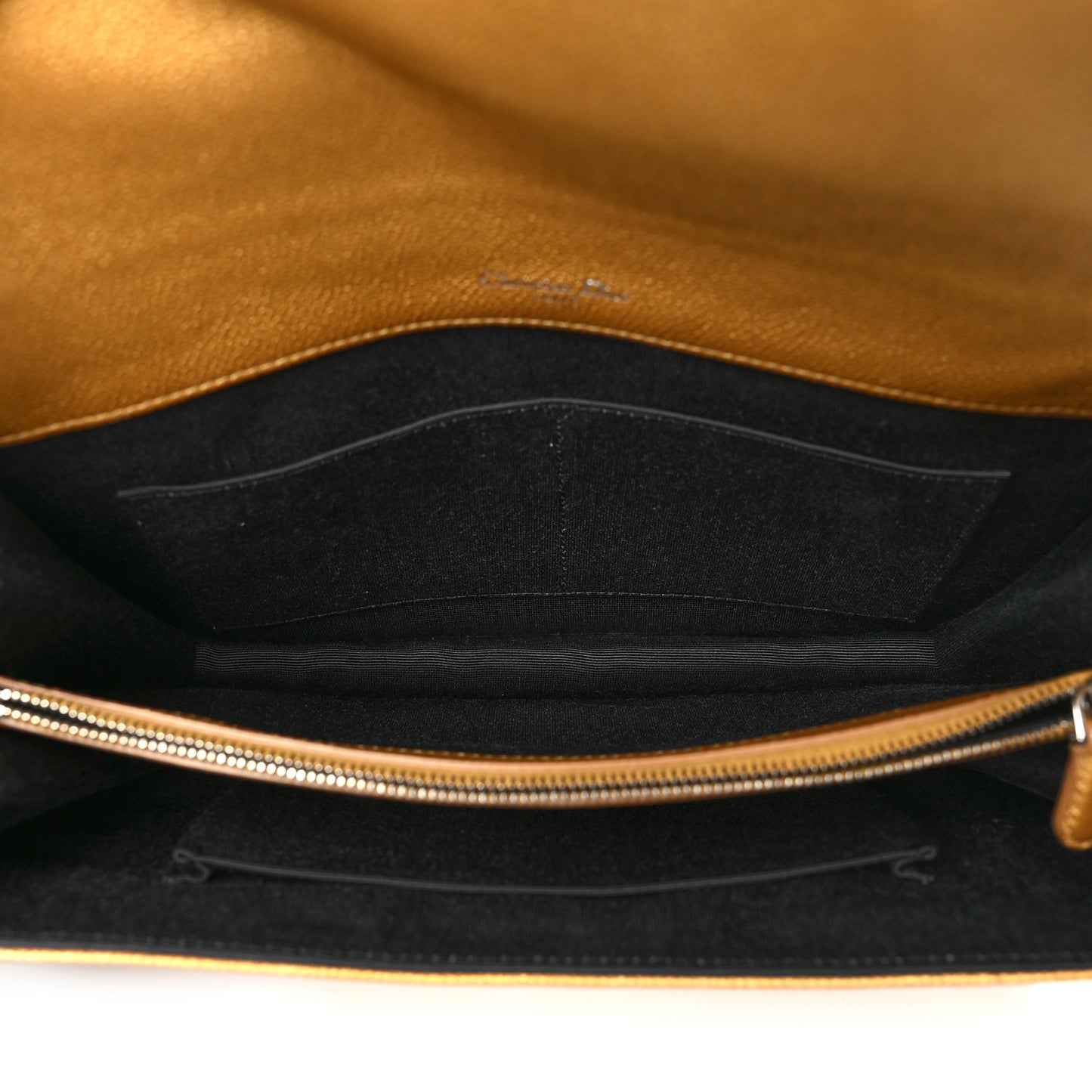 Metallic Grained Calfskin Diorama Satchel Gold