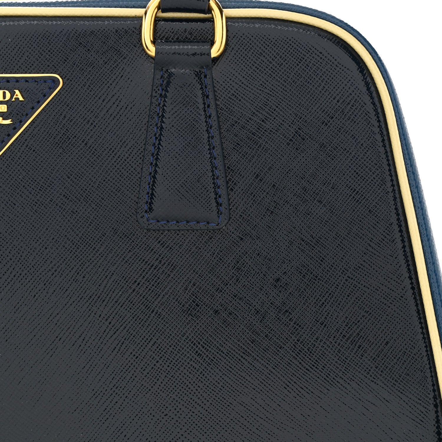 Prada Saffiano Vernice Pyramid Bag Black Bluette 11 of 14