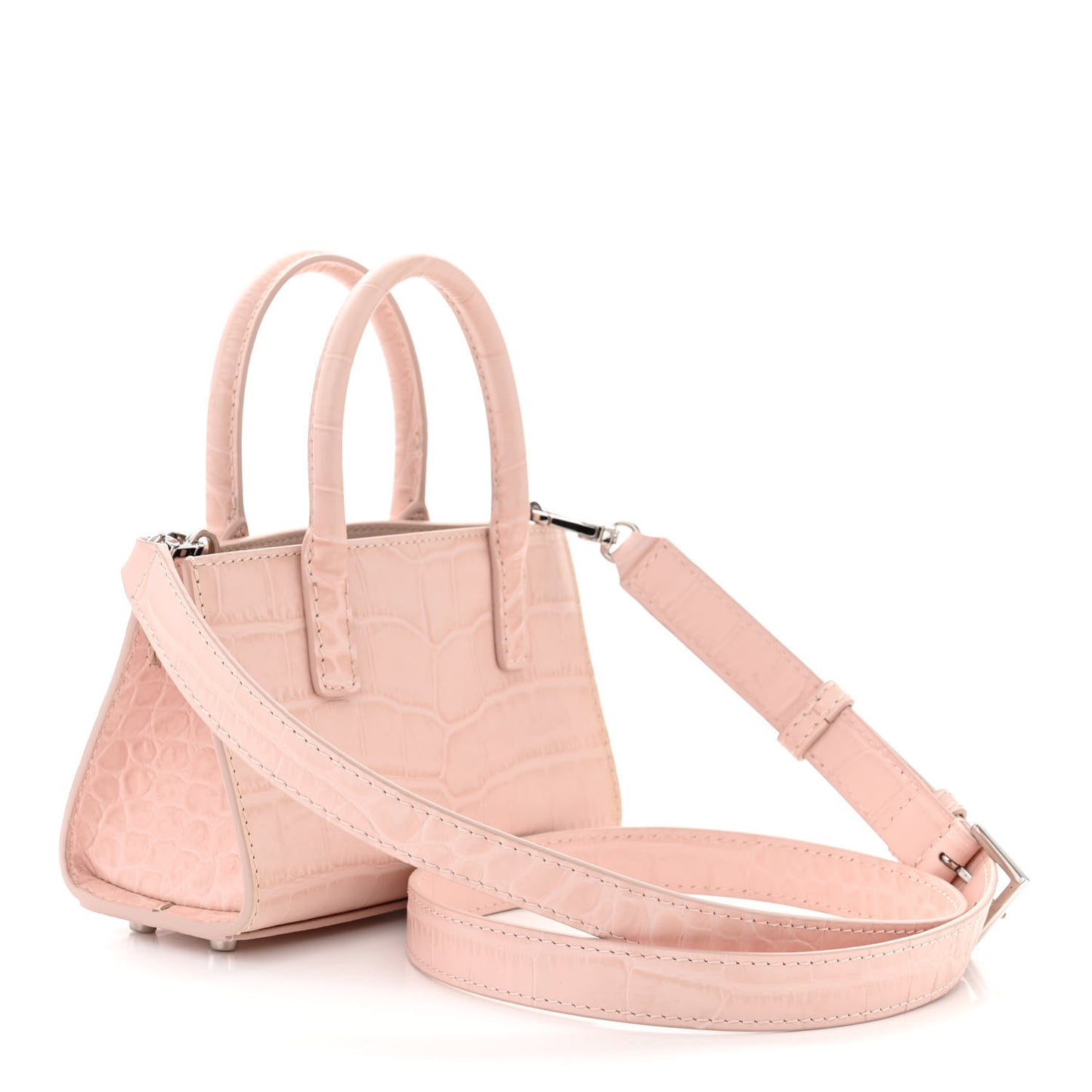 Calfskin Crocodile Embossed Medusa 95 Mini Tote Bag Light Pink
