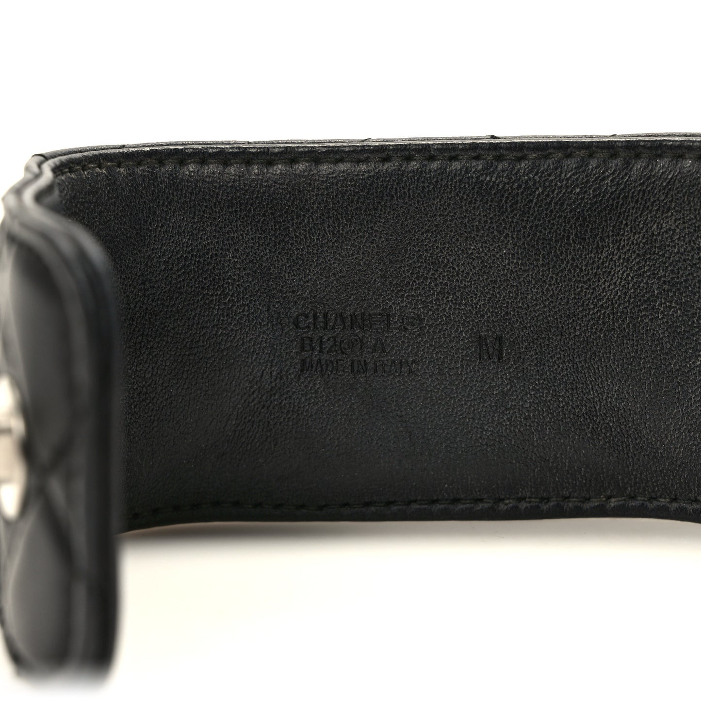 Lambskin Quilted CC Turnlock Cuff Bracelet M Black