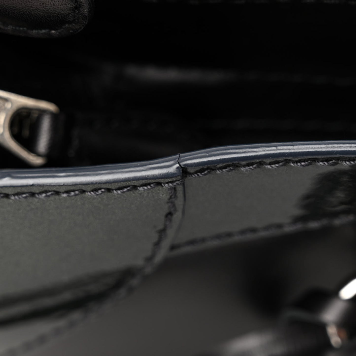 Smooth Calfskin Metallic Patent Giant 12 Silver Hardware City Black Gris