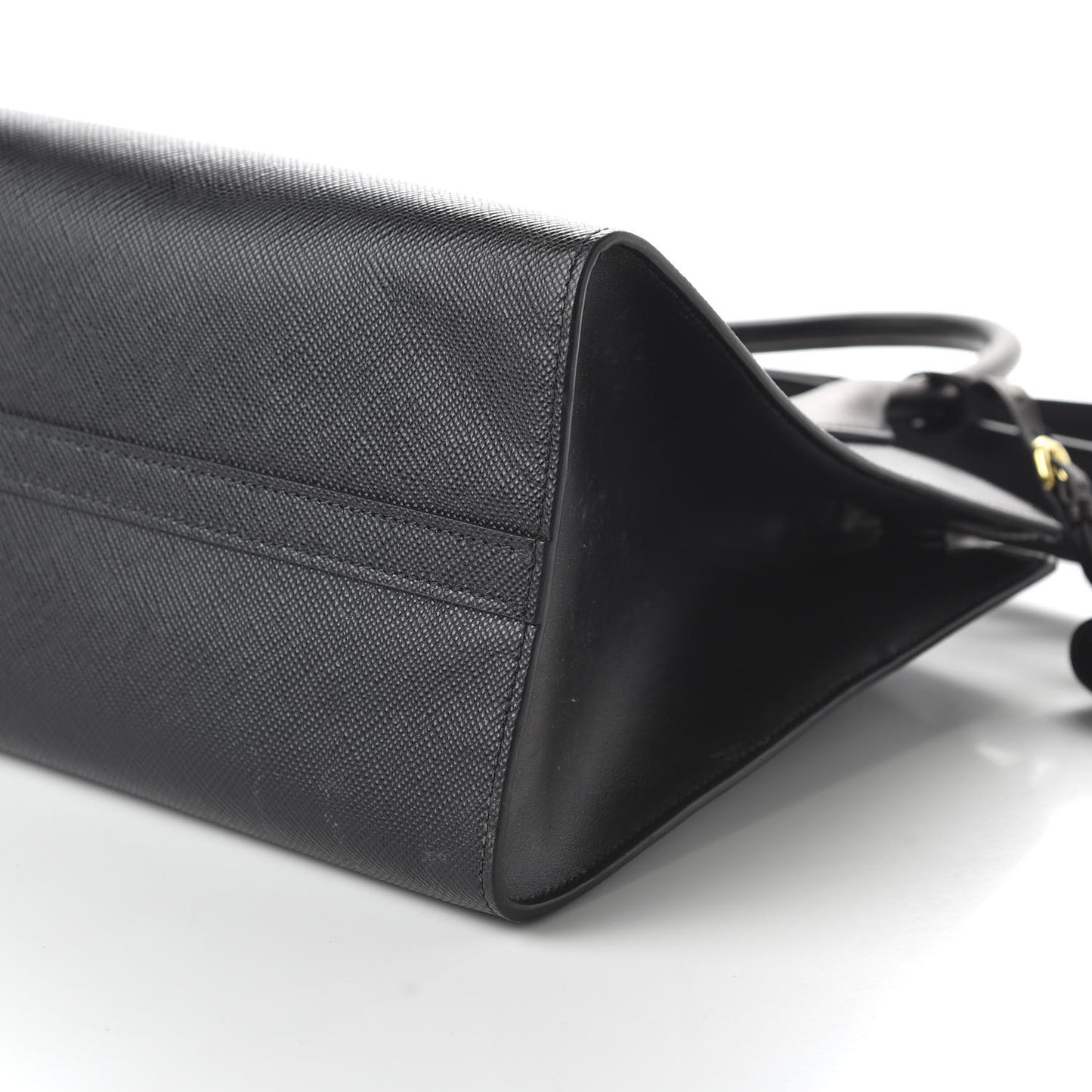 Saffiano Cuir Calfskin Medium Monochrome Top Handle Tote Black