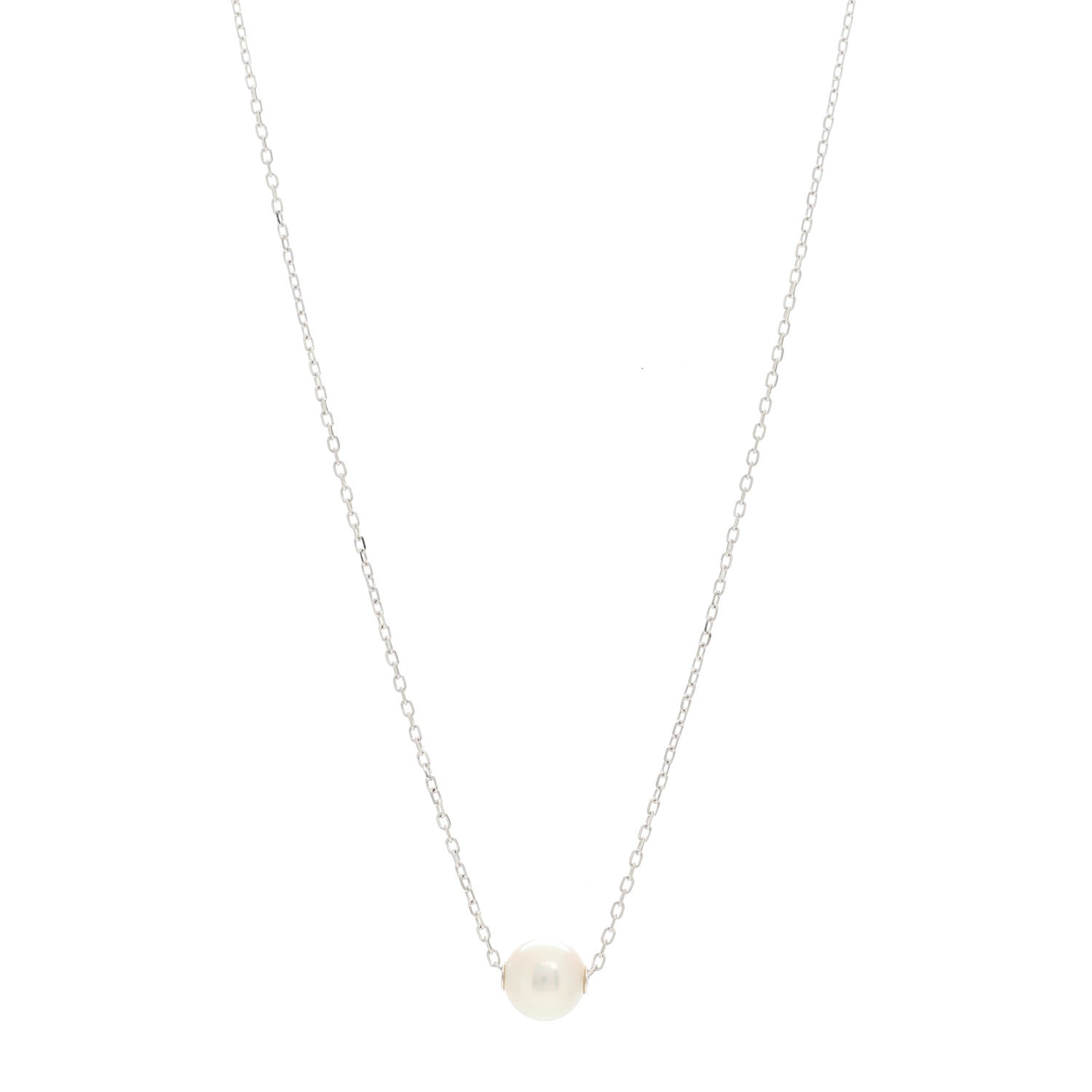 Mikimoto 18K White Gold Akoya Pearl 8mm Single Pendant Necklace 1 of 6