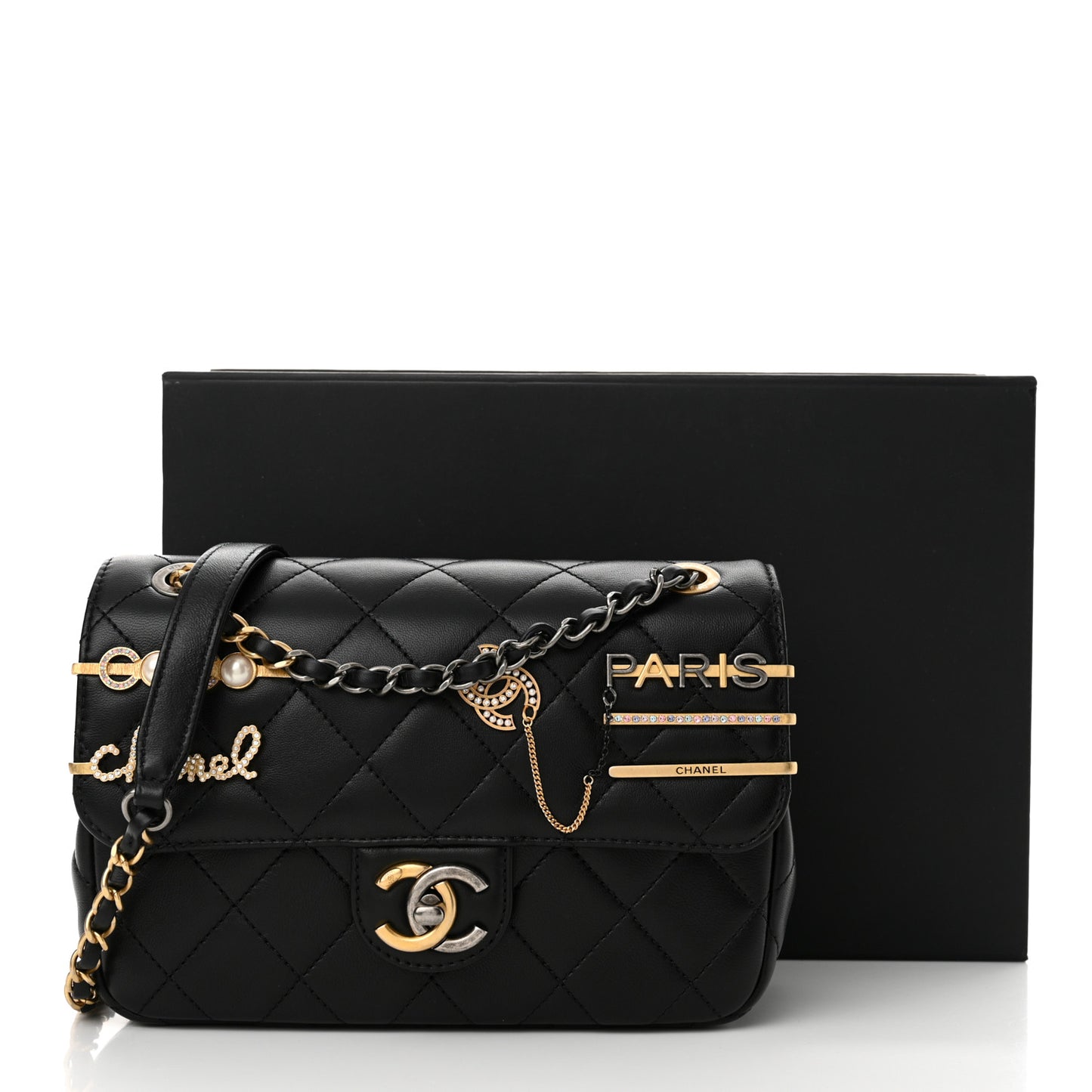 Lambskin Quilted Small Coco Clips Single Flap Black